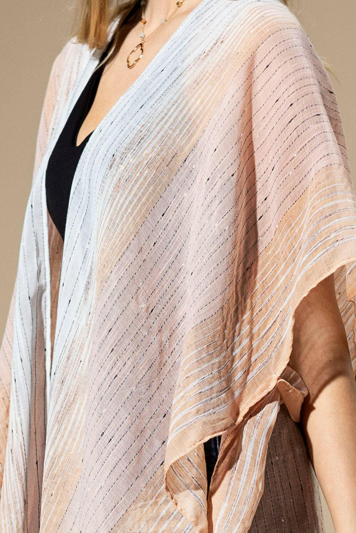 Striped Two-Tone Cover-up Kimono-Kimono-Krush Kandy, Women's Online Fashion Boutique Located in Phoenix, Arizona (Scottsdale Area)