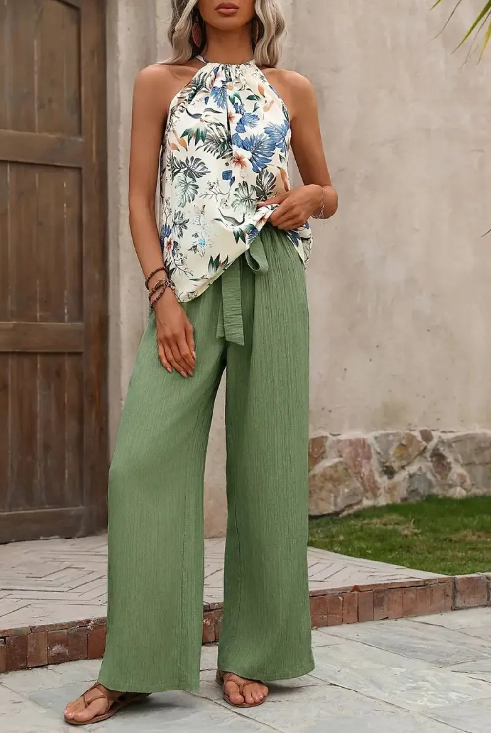 Printed Tank Top and Wide Leg Pants Set-Tops-Krush Kandy, Women's Online Fashion Boutique Located in Phoenix, Arizona (Scottsdale Area)
