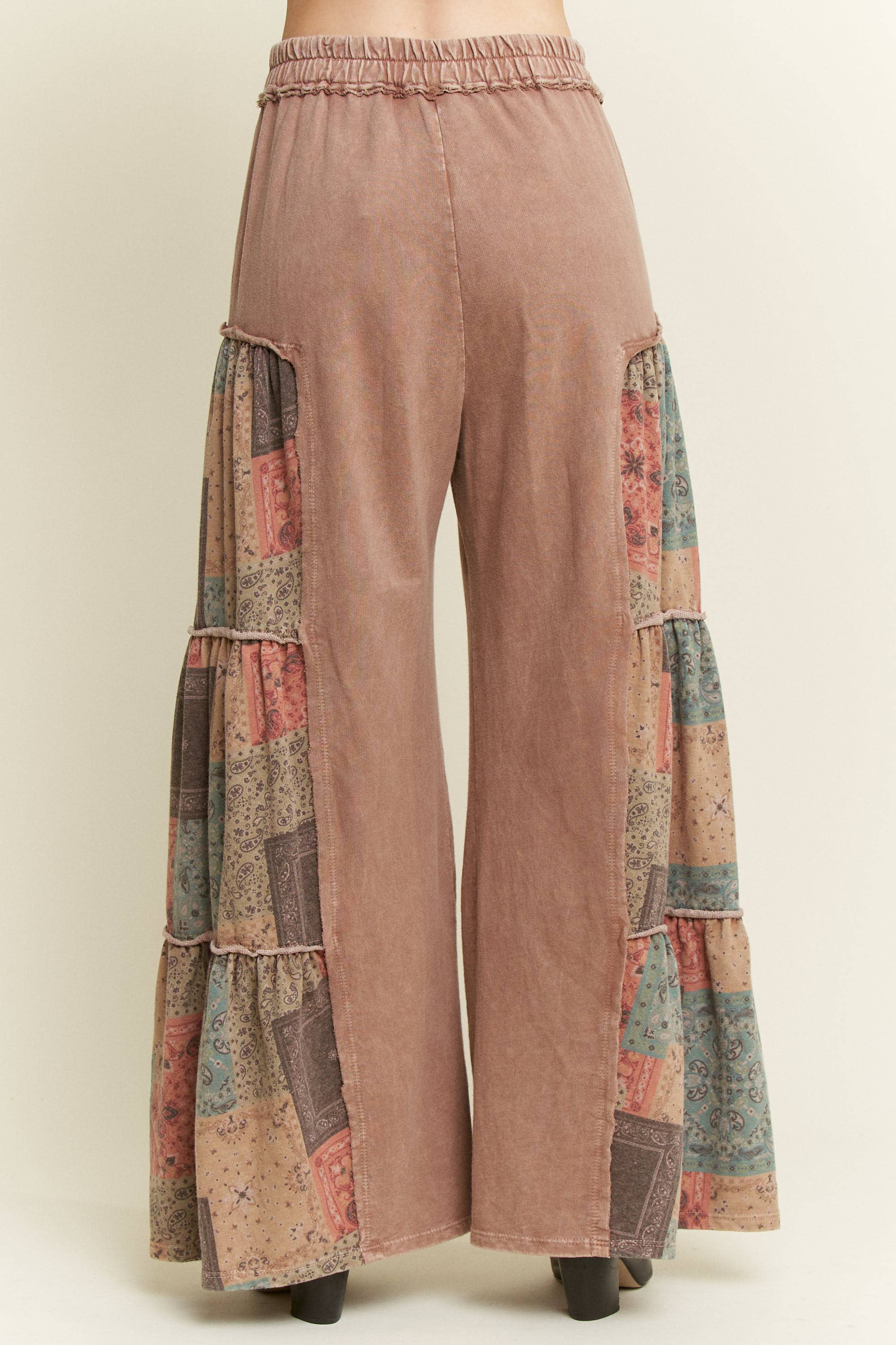 J.HER Mineral Washed Boho Patch Tiered Wide Pants-Pants-Krush Kandy, Women's Online Fashion Boutique Located in Phoenix, Arizona (Scottsdale Area)