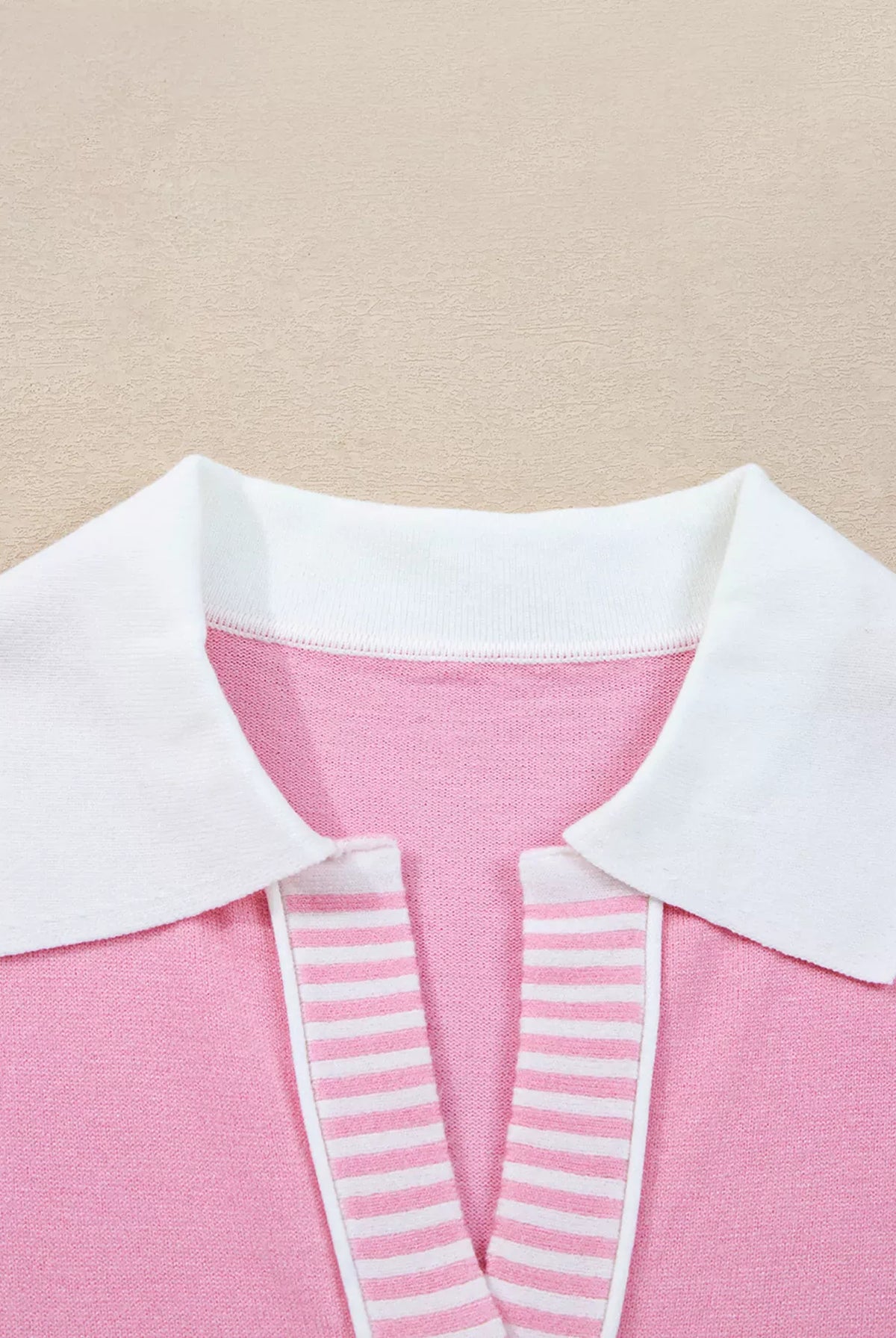 Contrasting Polo Collar Color Block Knit Drop Shoulder Sweater-Sweater-Krush Kandy, Women's Online Fashion Boutique Located in Phoenix, Arizona (Scottsdale Area)
