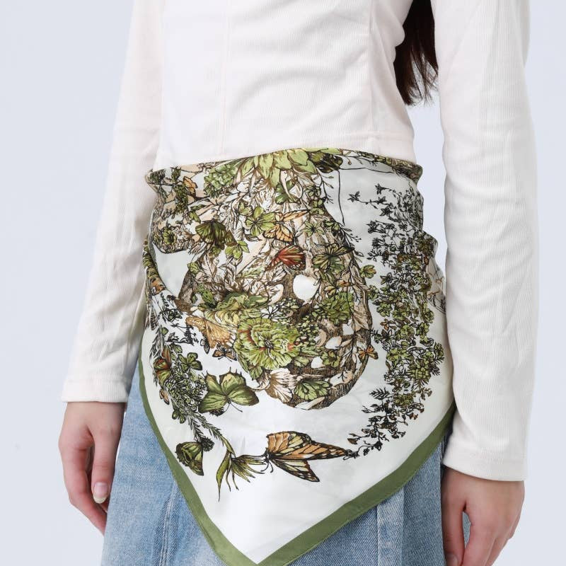 Floral Butterfly Silk Bandana