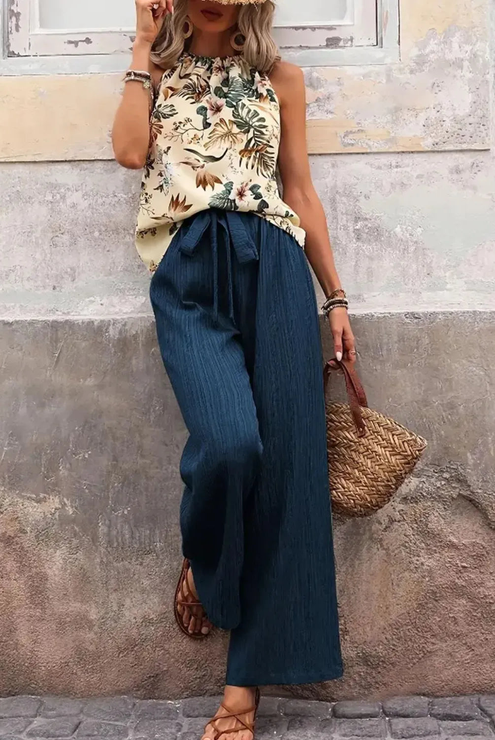 Printed Tank Top and Wide Leg Pants Set-Tops-Krush Kandy, Women's Online Fashion Boutique Located in Phoenix, Arizona (Scottsdale Area)