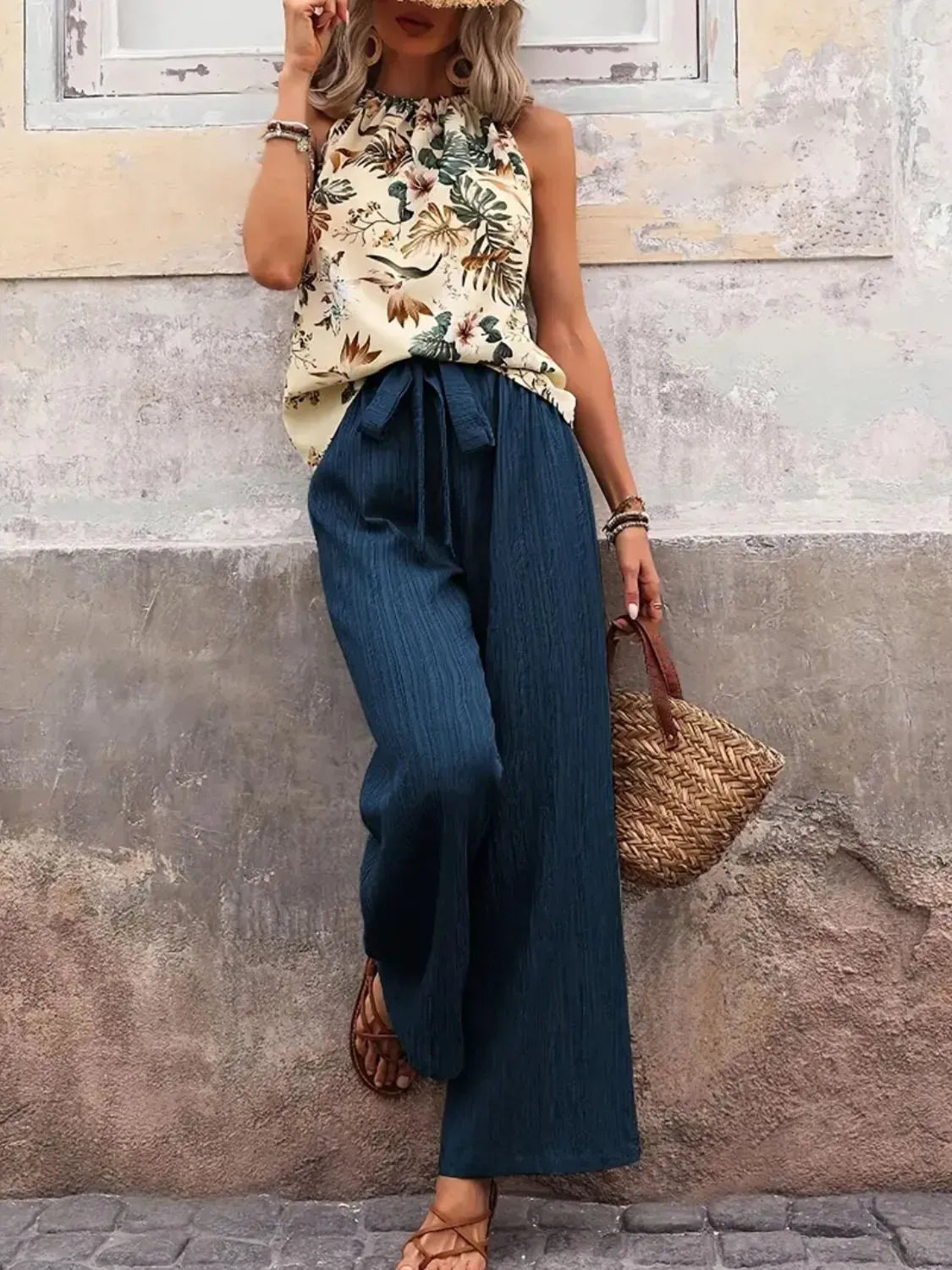 Printed Tank Top and Wide Leg Pants Set-Tops-Krush Kandy, Women's Online Fashion Boutique Located in Phoenix, Arizona (Scottsdale Area)