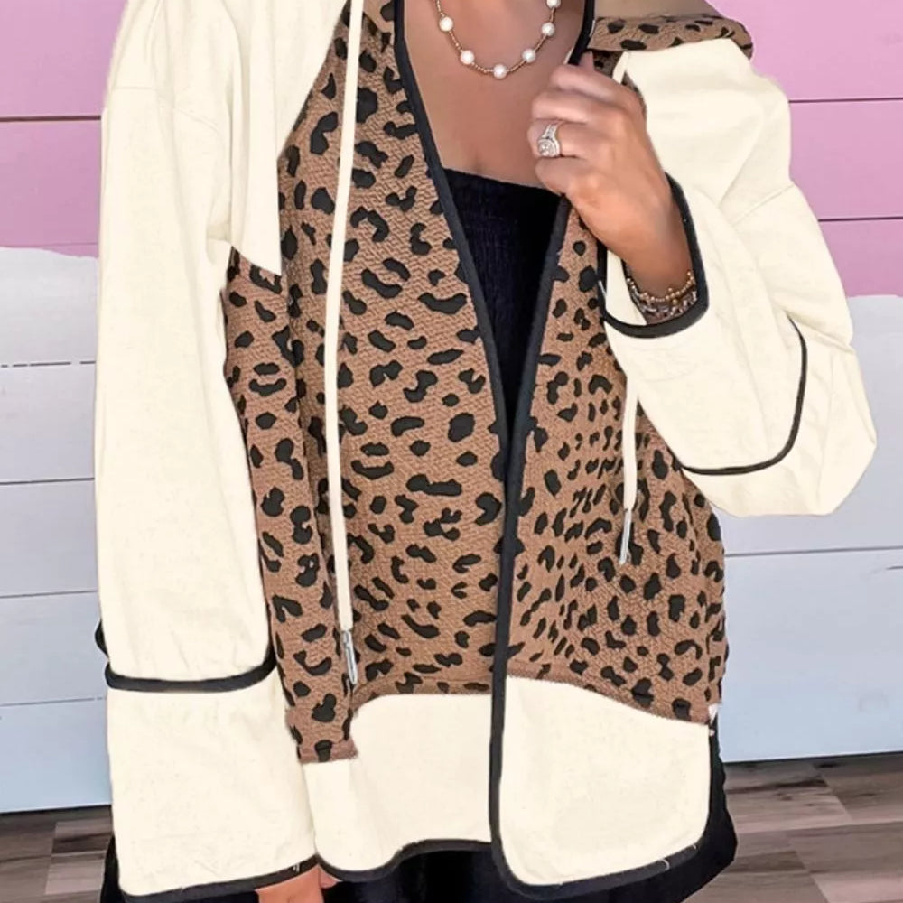 Drawstring Leopard Long Sleeve Hooded Jacket-Jacket-Krush Kandy, Women's Online Fashion Boutique Located in Phoenix, Arizona (Scottsdale Area)
