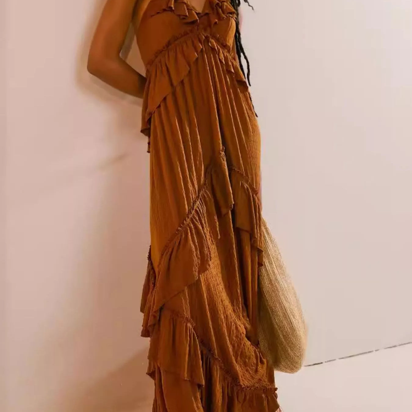 Ruffled Halter Neck Maxi Dress-Dresses-Krush Kandy, Women's Online Fashion Boutique Located in Phoenix, Arizona (Scottsdale Area)