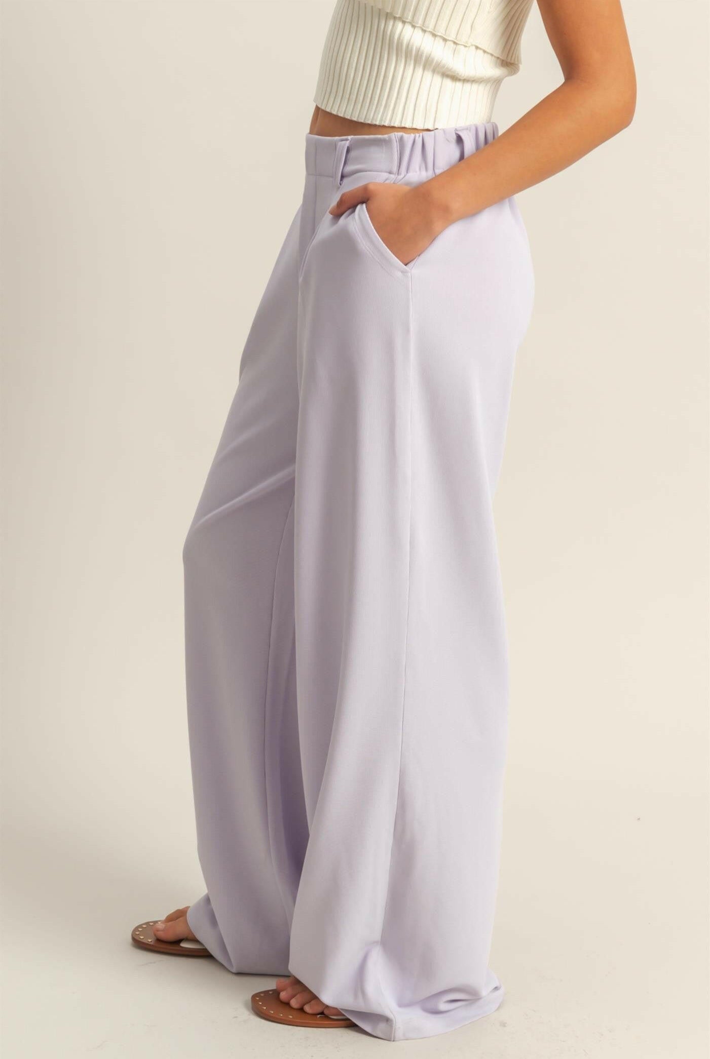 Waffle Knit High-Waist Wide-Leg Pants-Bottoms-Krush Kandy, Women's Online Fashion Boutique Located in Phoenix, Arizona (Scottsdale Area)