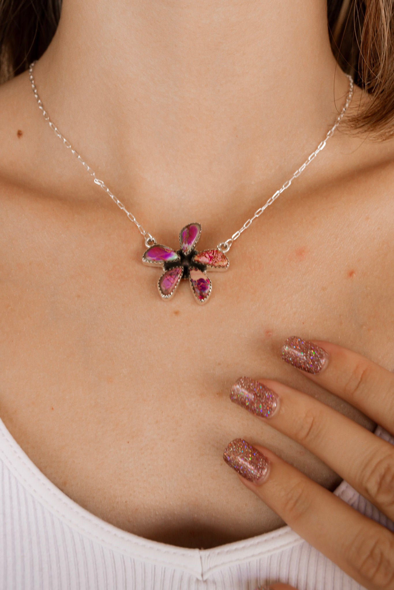 Blushing Jasper Cluster Stone Necklaces-Necklaces-Krush Kandy, Women's Online Fashion Boutique Located in Phoenix, Arizona (Scottsdale Area)