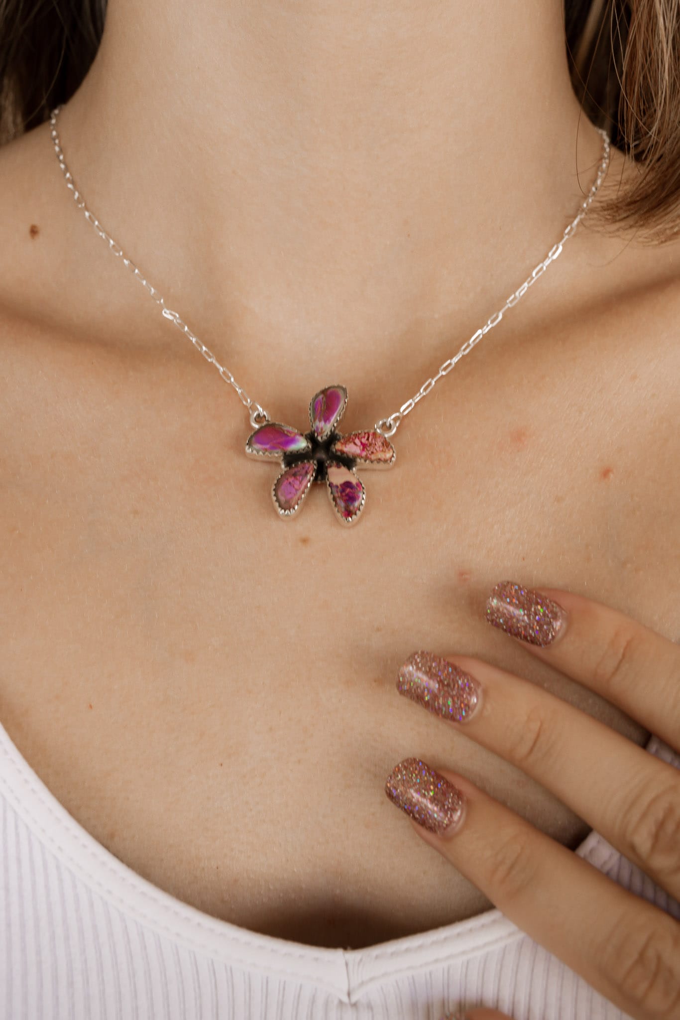Blushing Jasper Cluster Stone Necklaces-Necklaces-Krush Kandy, Women's Online Fashion Boutique Located in Phoenix, Arizona (Scottsdale Area)