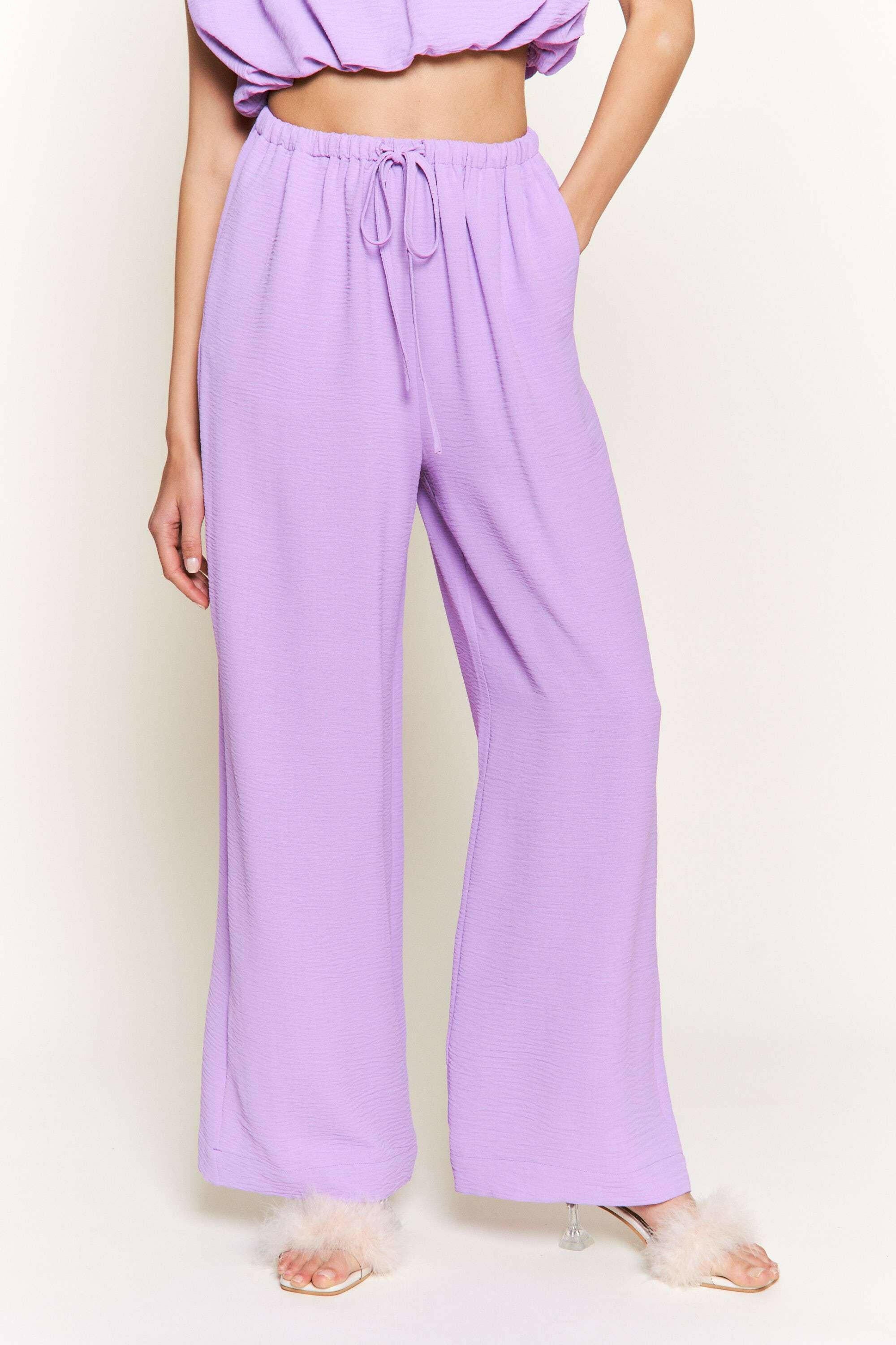Lilac Lounge Wide Leg Pants-Pants-Krush Kandy, Women's Online Fashion Boutique Located in Phoenix, Arizona (Scottsdale Area)