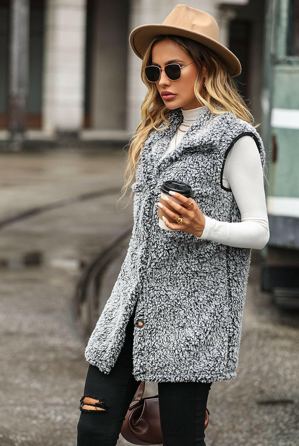 Full Size Button Down Collared Neck Vest-Krush Kandy, Women's Online Fashion Boutique Located in Phoenix, Arizona (Scottsdale Area)