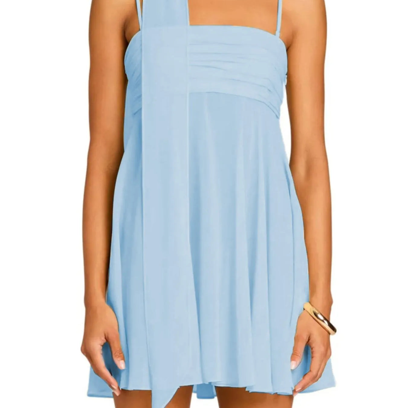 Ruched Square Neck Cami Dress with Scarf-Dresses-Krush Kandy, Women's Online Fashion Boutique Located in Phoenix, Arizona (Scottsdale Area)