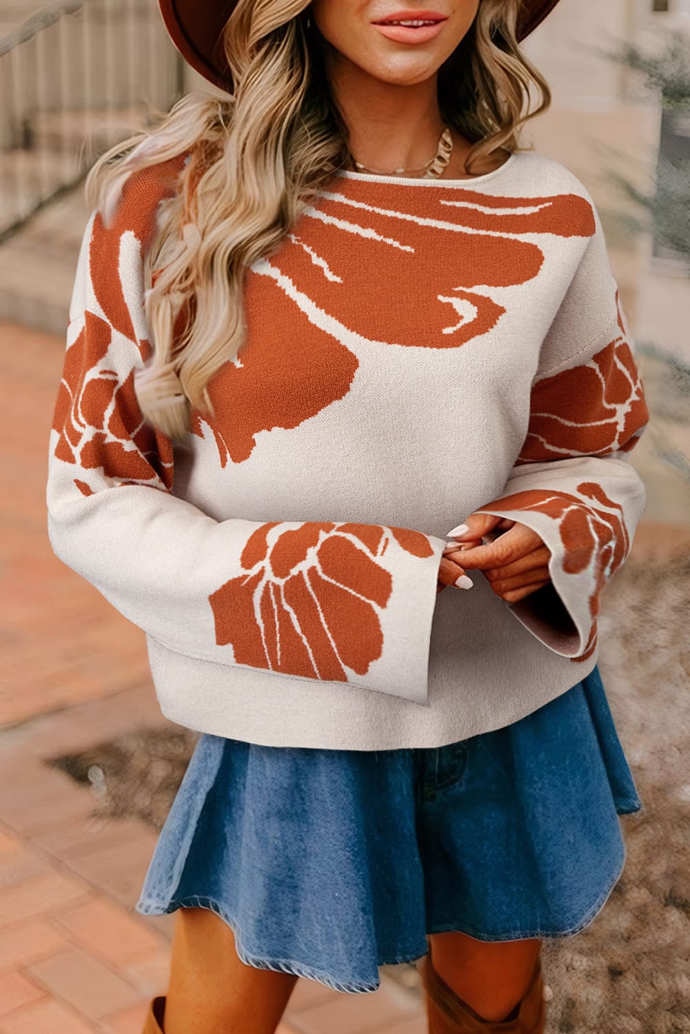 Bold Bloom Knit Sweater-Sweaters-Krush Kandy, Women's Online Fashion Boutique Located in Phoenix, Arizona (Scottsdale Area)
