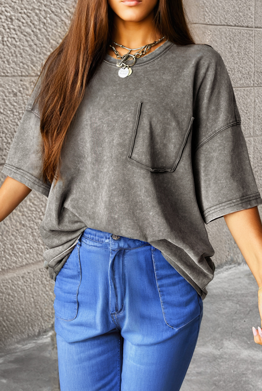 Vintage Wash Pocket Tee-Tops-Krush Kandy, Women's Online Fashion Boutique Located in Phoenix, Arizona (Scottsdale Area)