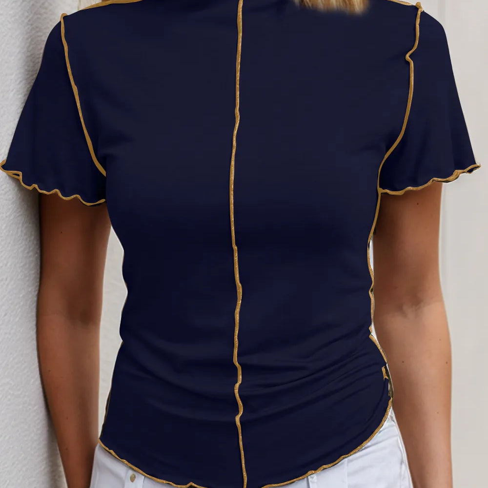 Ruffled Edge Mock Neck Top-Tops-Krush Kandy, Women's Online Fashion Boutique Located in Phoenix, Arizona (Scottsdale Area)