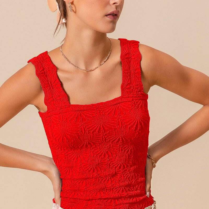 Textured Jacquard Knit Tank Top-Tanks-Krush Kandy, Women's Online Fashion Boutique Located in Phoenix, Arizona (Scottsdale Area)