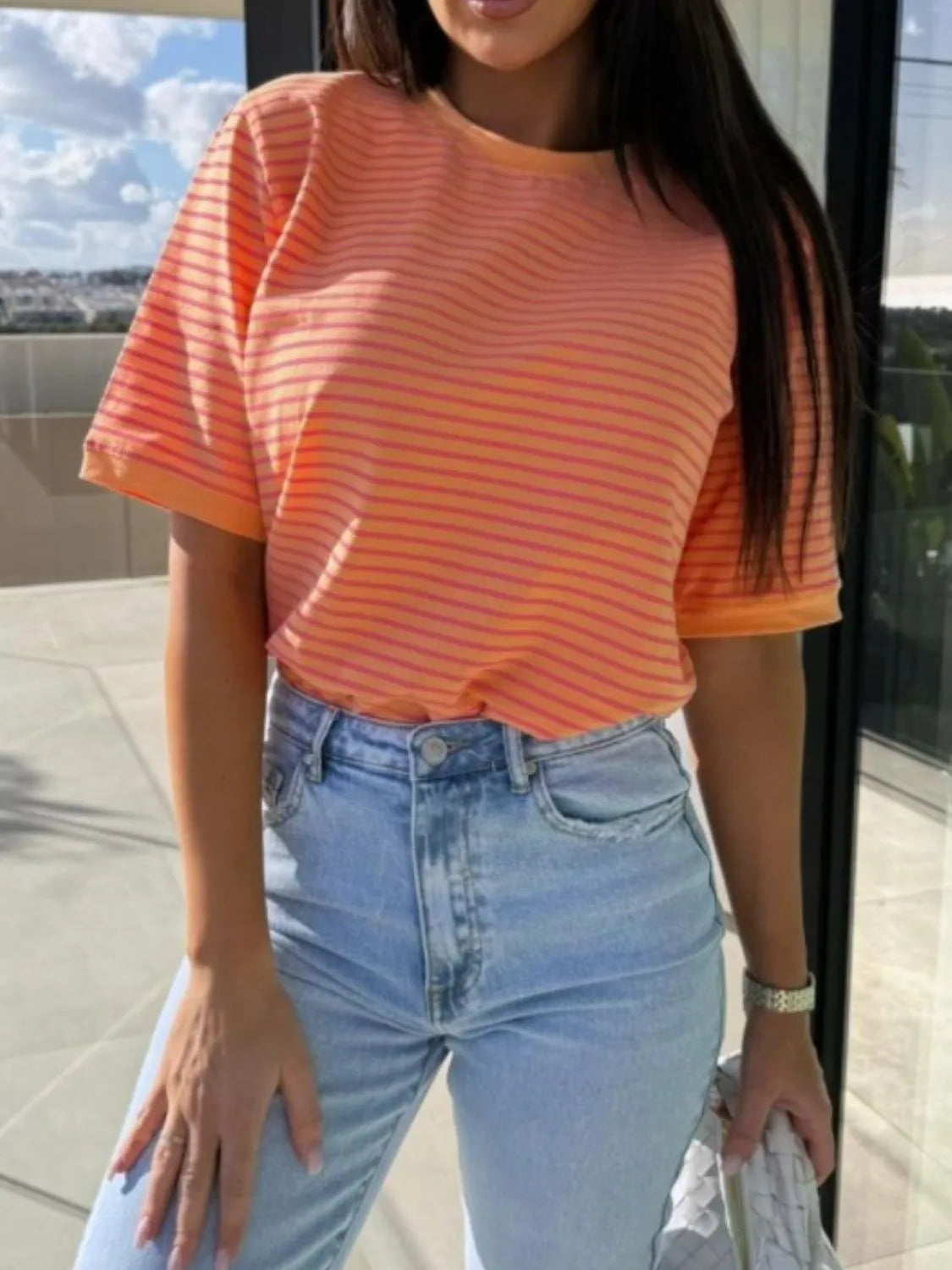 Striped Casual Tee-Tops-Krush Kandy, Women's Online Fashion Boutique Located in Phoenix, Arizona (Scottsdale Area)