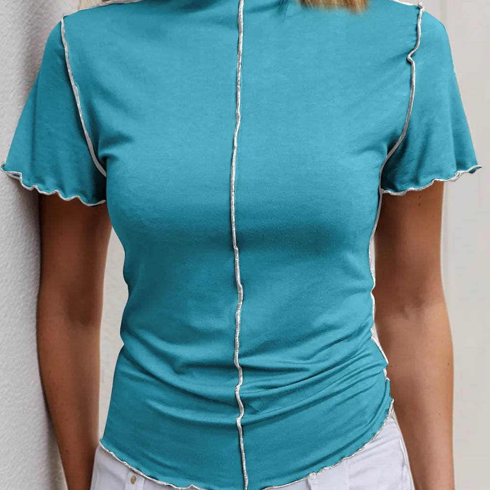 Ruffled Edge Mock Neck Top-Tops-Krush Kandy, Women's Online Fashion Boutique Located in Phoenix, Arizona (Scottsdale Area)