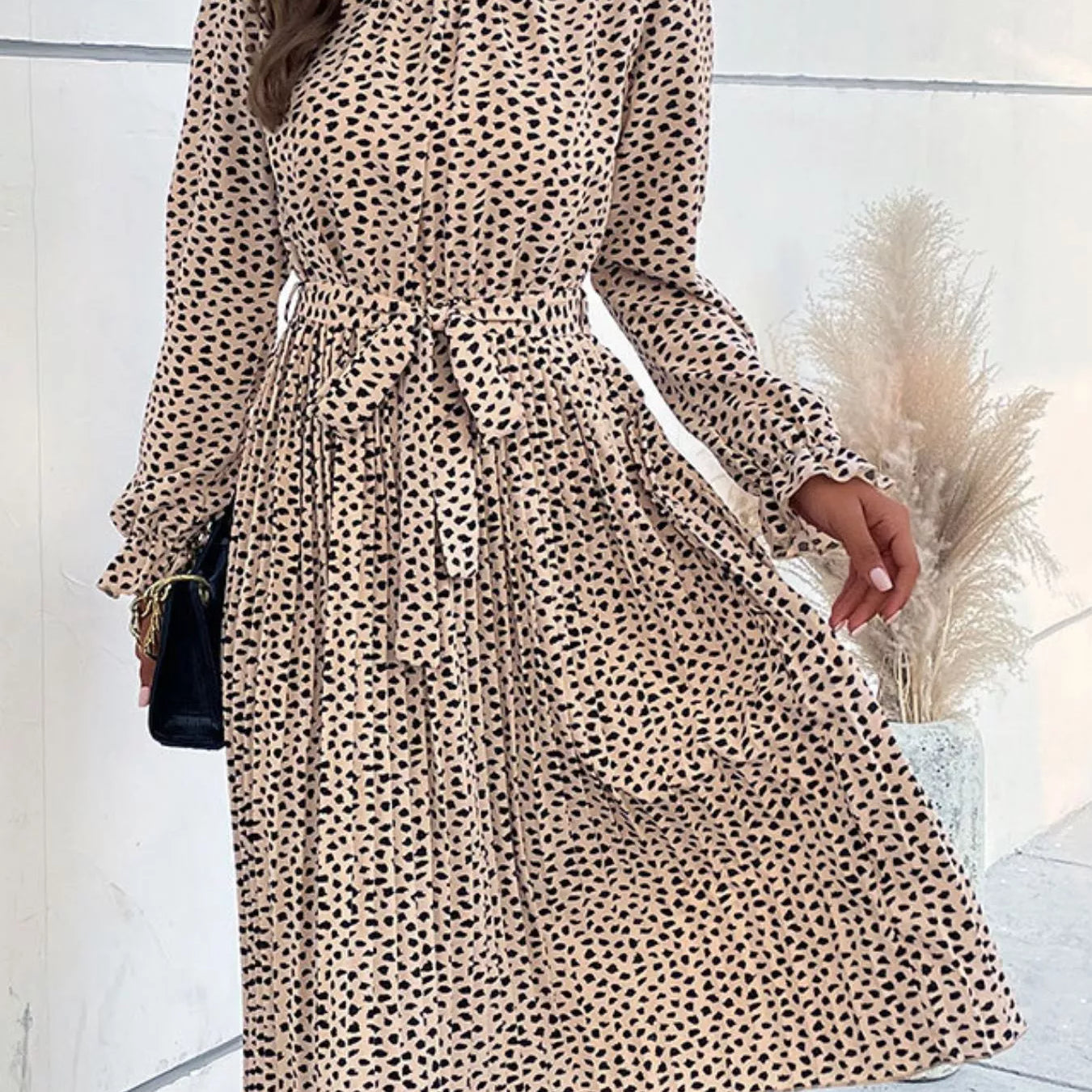 Animal Print Mock Neck Flounce Sleeve Dress-Dresses-Krush Kandy, Women's Online Fashion Boutique Located in Phoenix, Arizona (Scottsdale Area)