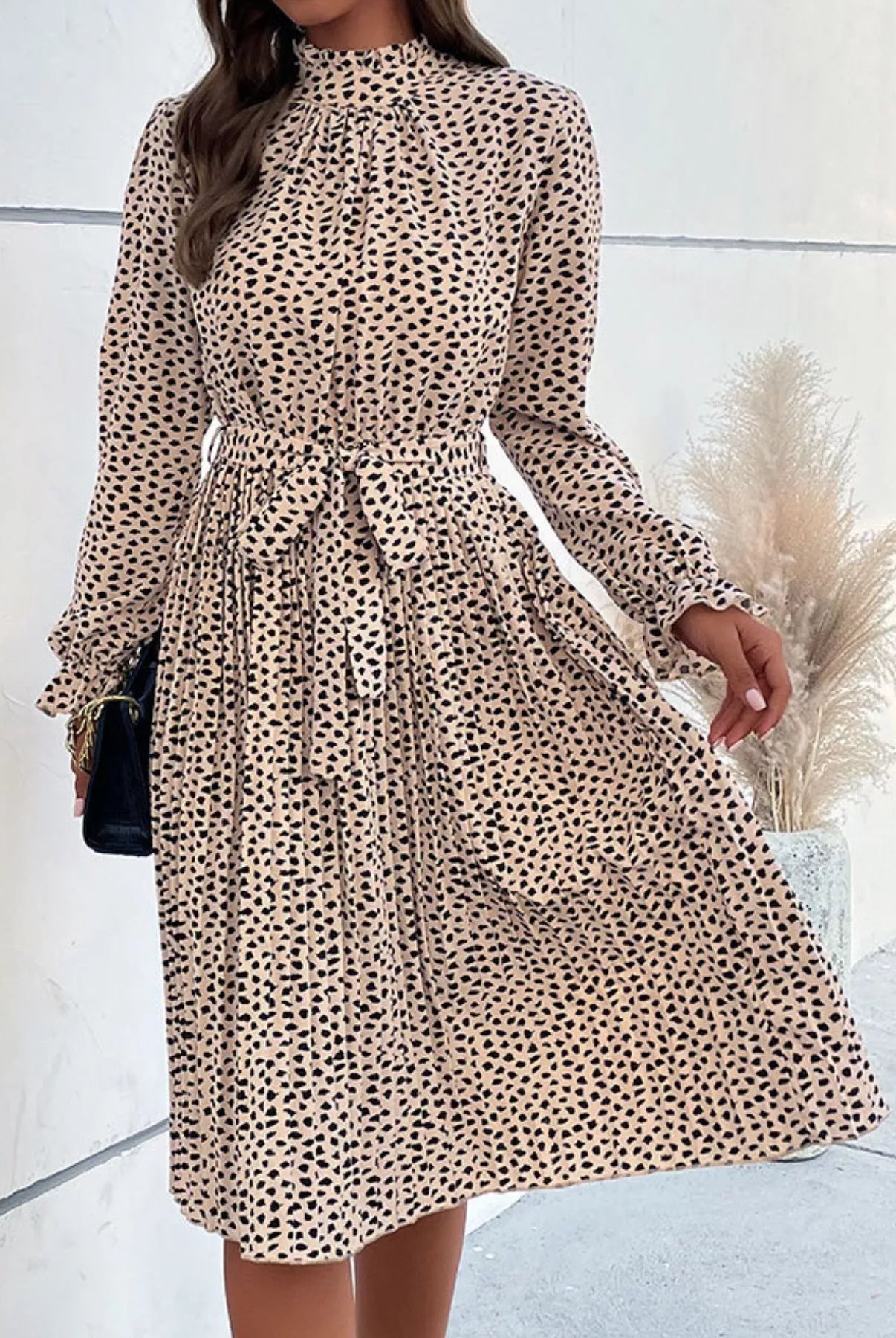 Animal Print Mock Neck Flounce Sleeve Dress-Dresses-Krush Kandy, Women's Online Fashion Boutique Located in Phoenix, Arizona (Scottsdale Area)
