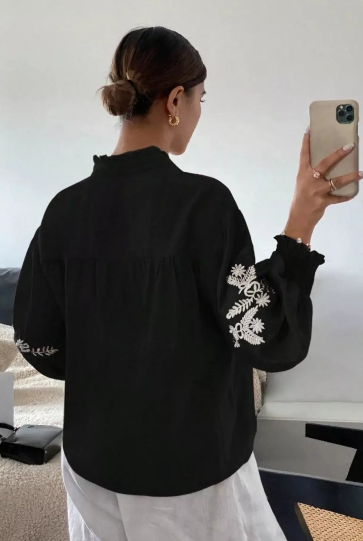 Embroidered Long Sleeve Blouse-Blouses-Krush Kandy, Women's Online Fashion Boutique Located in Phoenix, Arizona (Scottsdale Area)