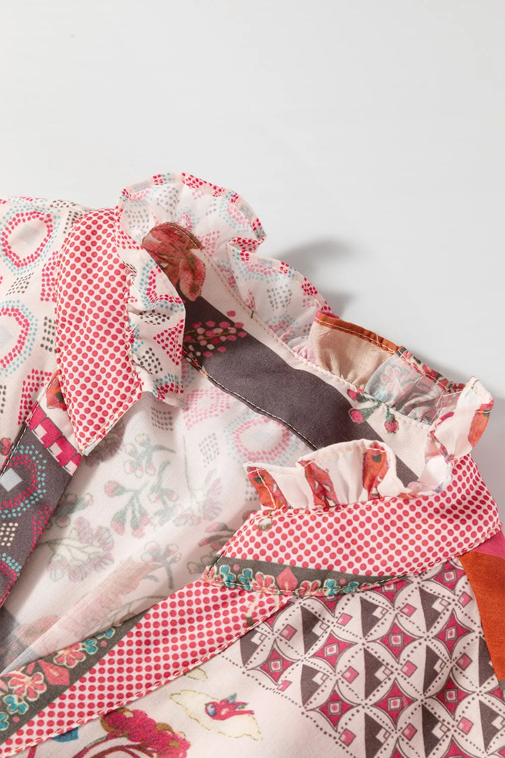 Sunset Mosaic Patchwork Blouse-Tops-Krush Kandy, Women's Online Fashion Boutique Located in Phoenix, Arizona (Scottsdale Area)