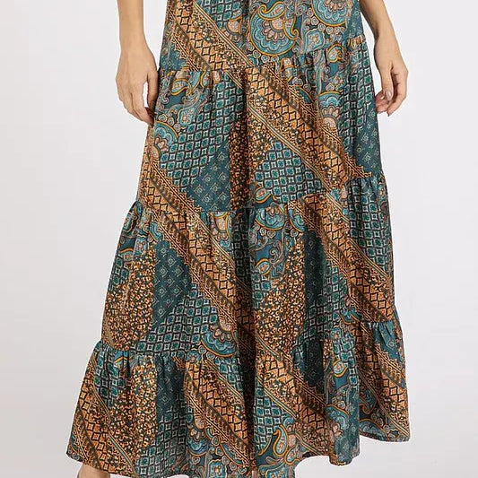 Mittoshop Paisley Patchwork Print Satin Maxi Skirt-Skirts-Krush Kandy, Women's Online Fashion Boutique Located in Phoenix, Arizona (Scottsdale Area)