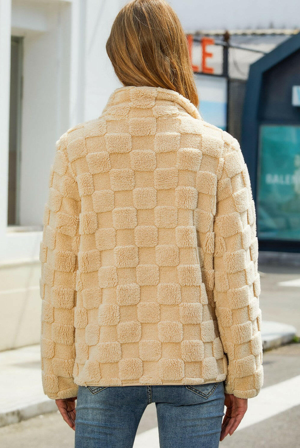 Fuzzy Checkered Zip Up Jacket-Krush Kandy, Women's Online Fashion Boutique Located in Phoenix, Arizona (Scottsdale Area)