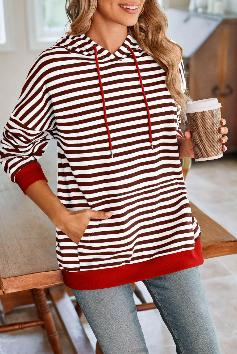 Lovelet Drawstring Striped Long Sleeve Hoodie-Krush Kandy, Women's Online Fashion Boutique Located in Phoenix, Arizona (Scottsdale Area)