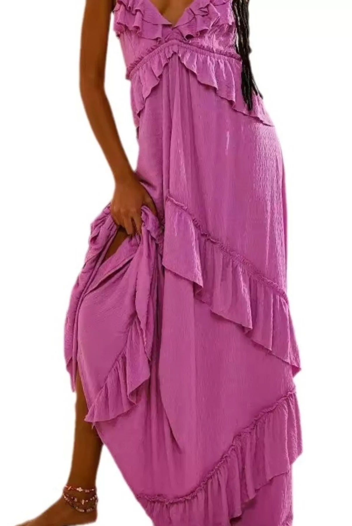 Ruffled Halter Neck Maxi Dress-Dresses-Krush Kandy, Women's Online Fashion Boutique Located in Phoenix, Arizona (Scottsdale Area)