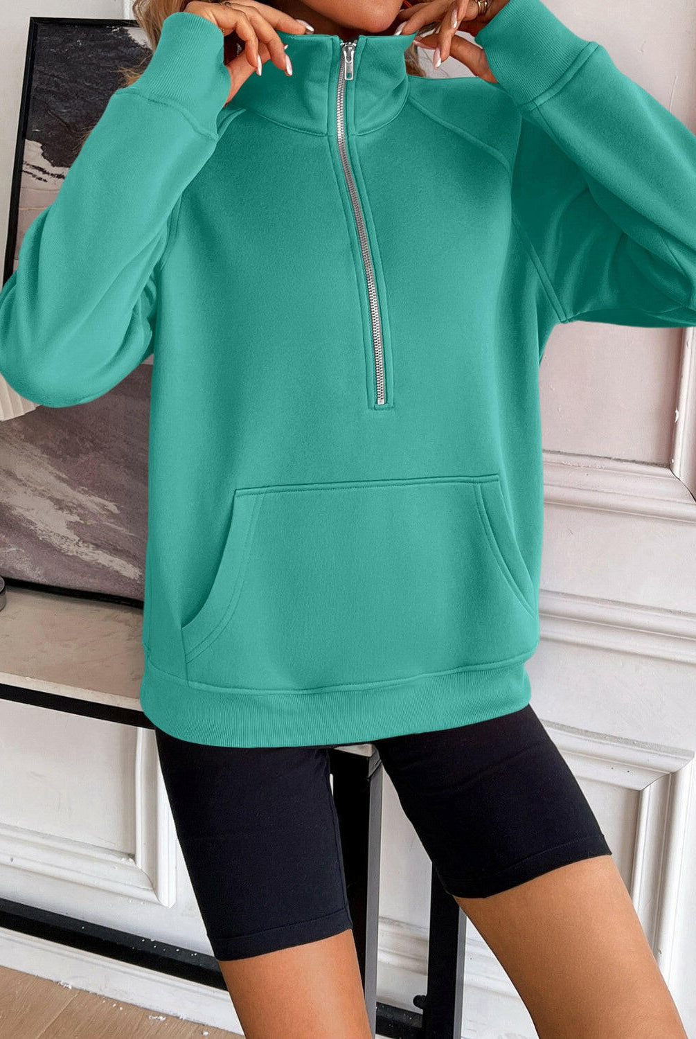 Ivy Lane Half Zip Raglan Sleeve Sweatshirt-Krush Kandy, Women's Online Fashion Boutique Located in Phoenix, Arizona (Scottsdale Area)