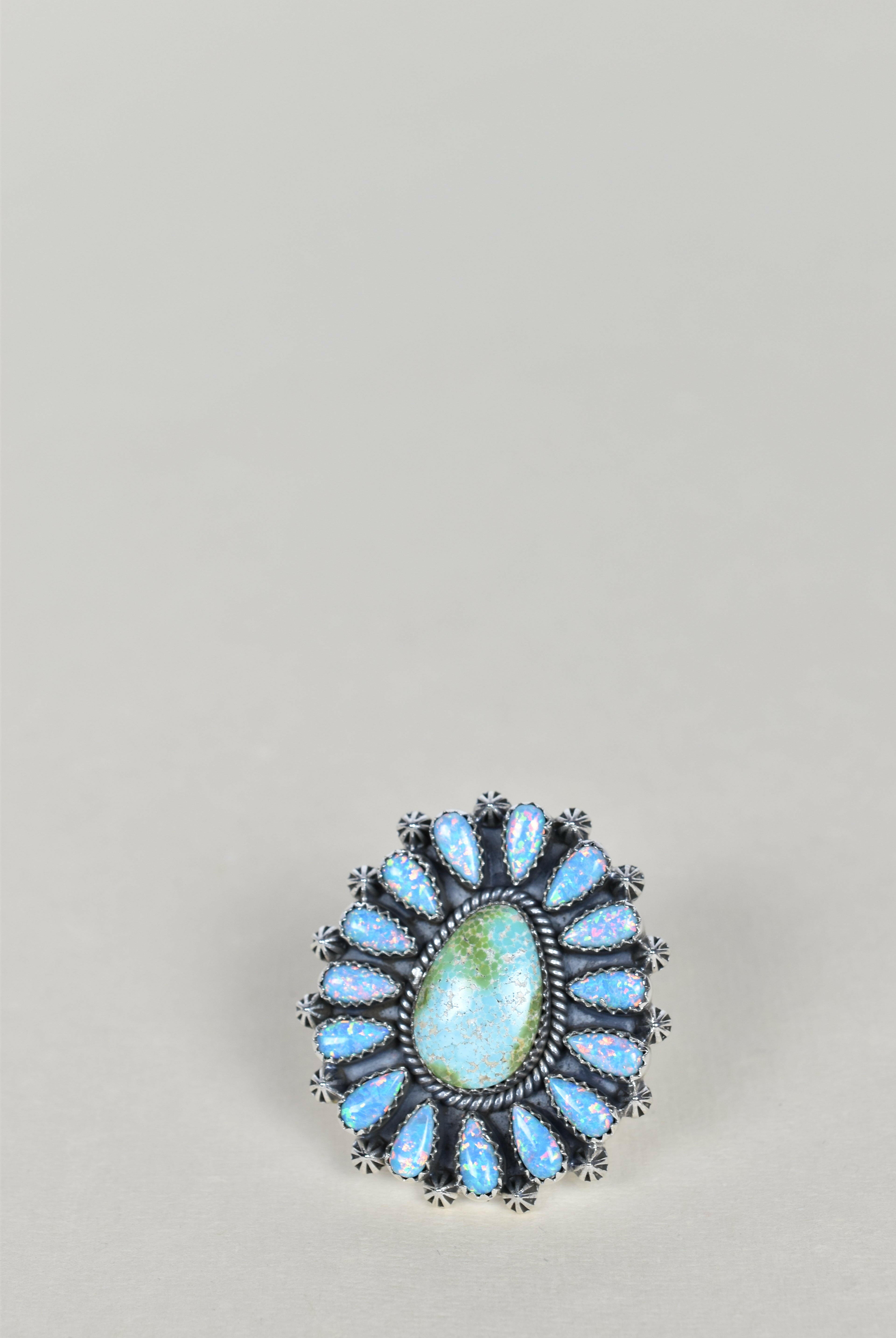Sonoran Gold Turquoise & Opal One of A Kind Ring-Cluster Rings-Krush Kandy, Women's Online Fashion Boutique Located in Phoenix, Arizona (Scottsdale Area)