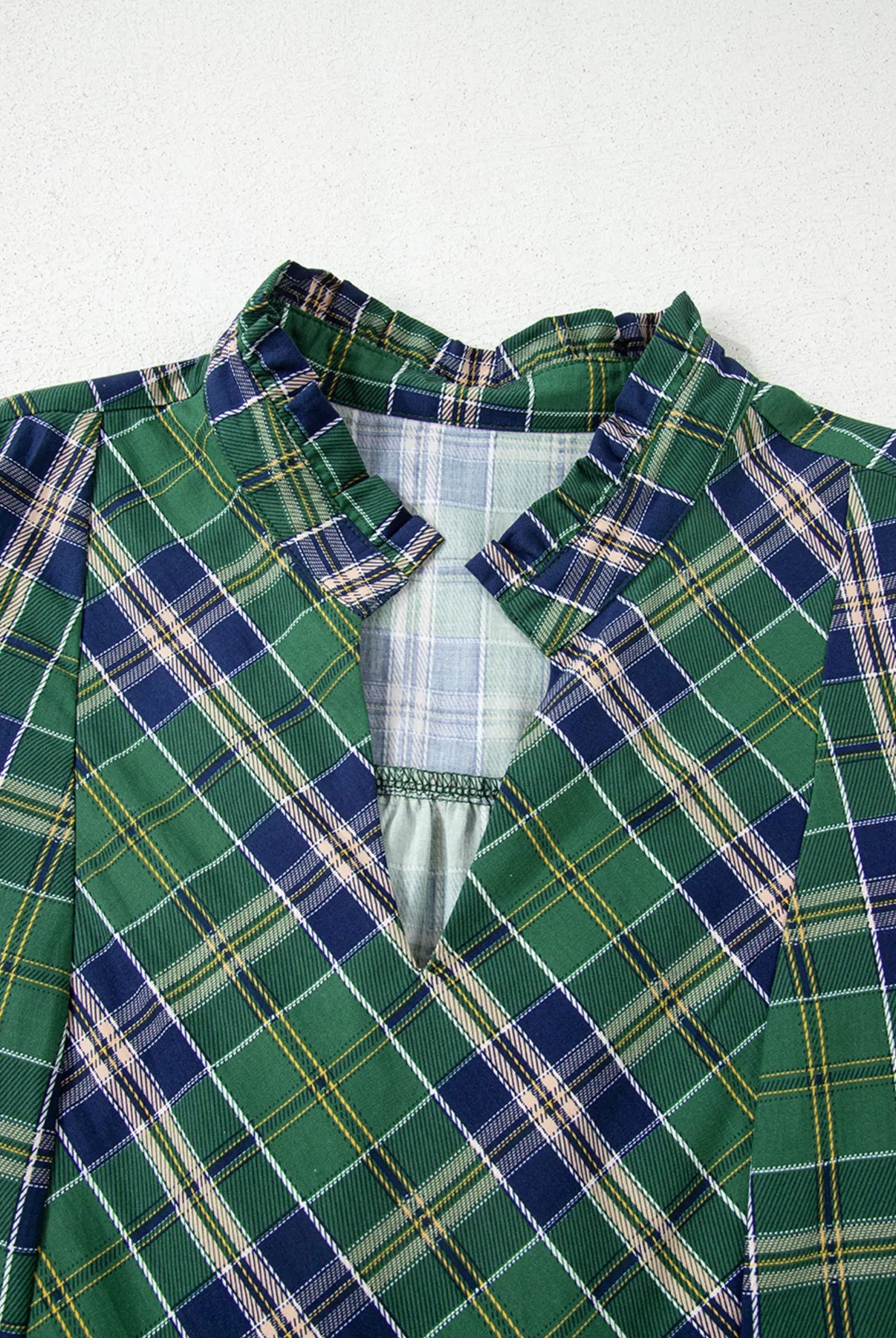 Plaid Frilly Collar Long Sleeve Shift Mini Dress-Dresses-Krush Kandy, Women's Online Fashion Boutique Located in Phoenix, Arizona (Scottsdale Area)