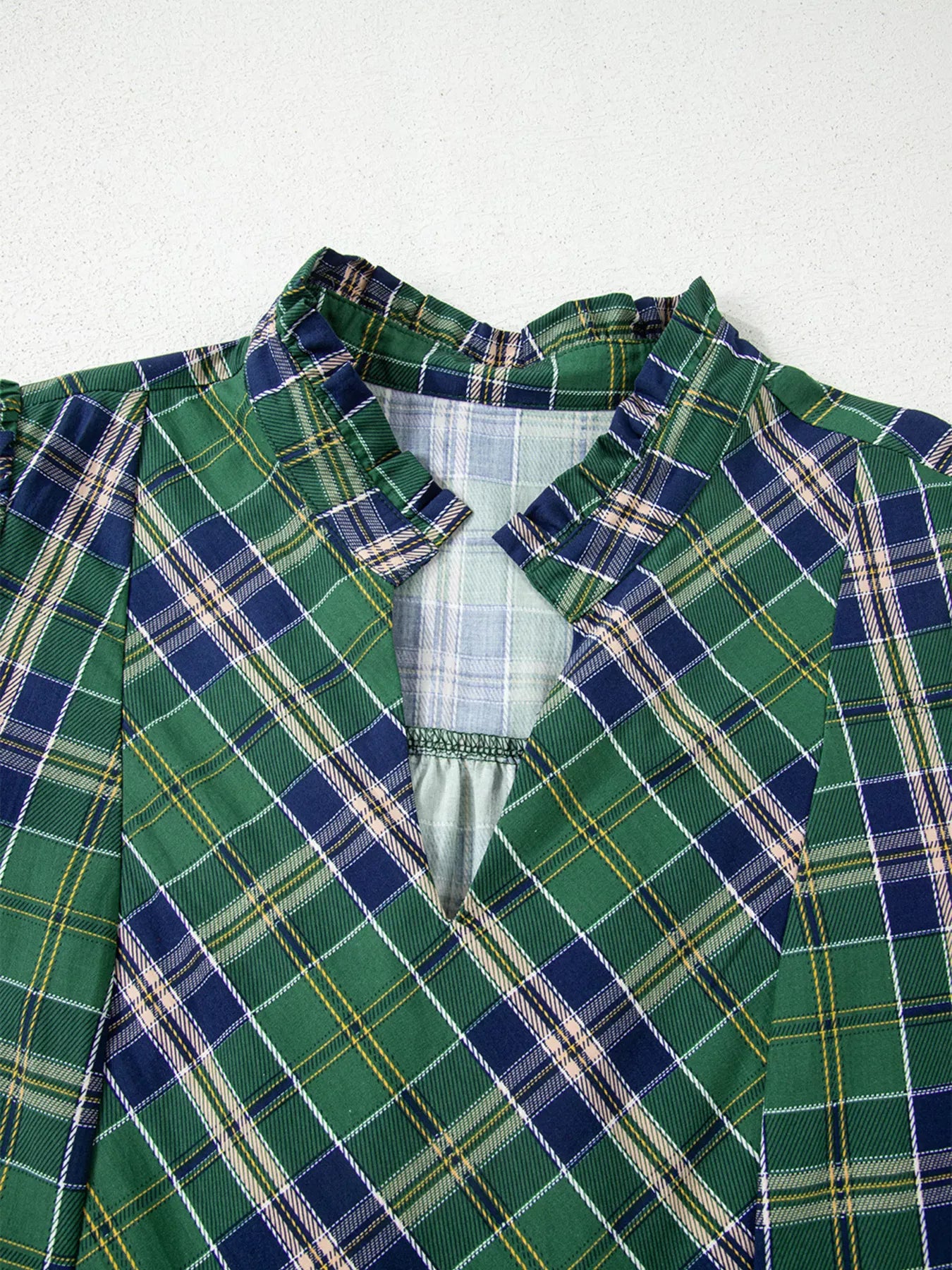 Plaid Frilly Collar Long Sleeve Shift Mini Dress-Dresses-Krush Kandy, Women's Online Fashion Boutique Located in Phoenix, Arizona (Scottsdale Area)