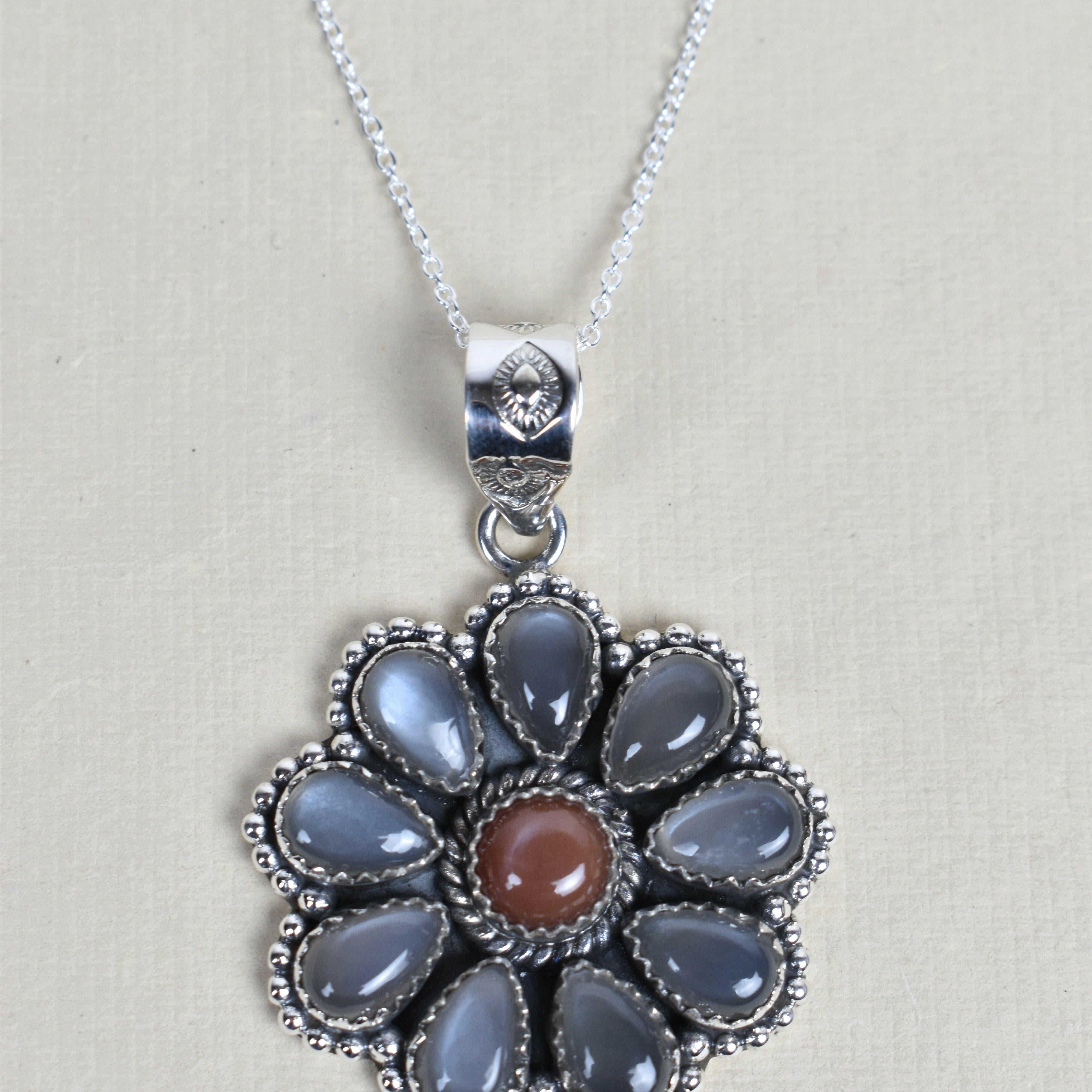 Daisy Days Sterling Silver & Stone Cluster Necklaces-Pendant Necklaces-Krush Kandy, Women's Online Fashion Boutique Located in Phoenix, Arizona (Scottsdale Area)