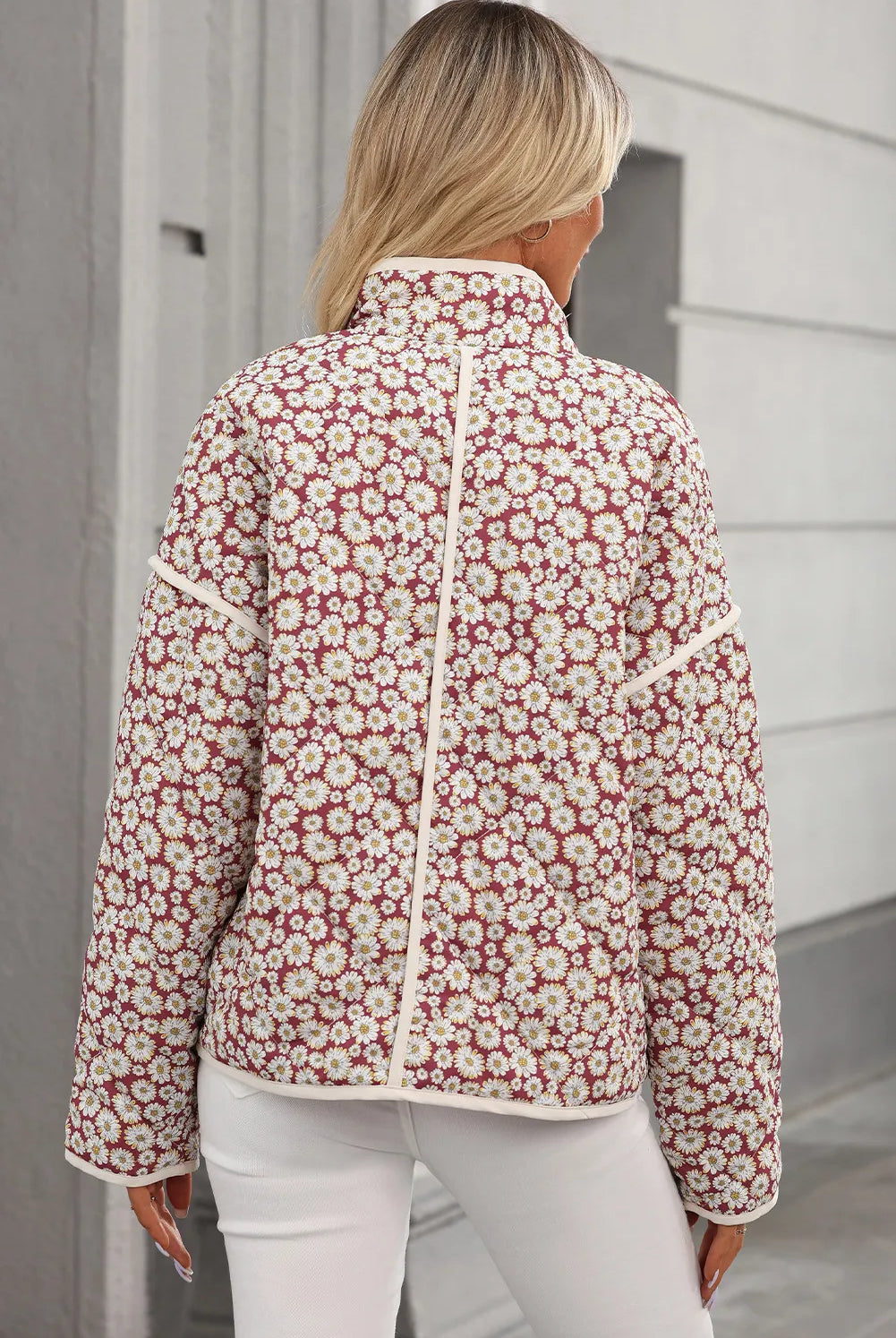 Floral Snap Down Mock Neck Coat-Krush Kandy, Women's Online Fashion Boutique Located in Phoenix, Arizona (Scottsdale Area)
