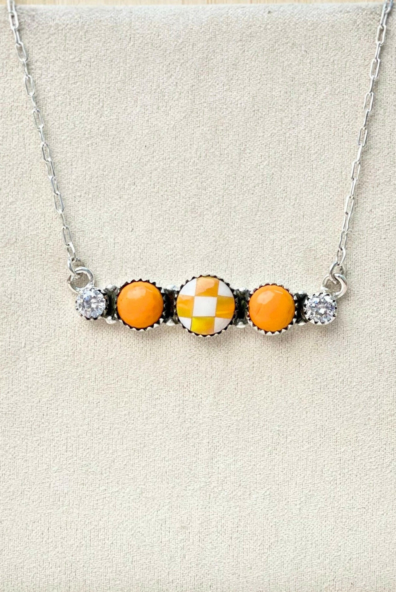 Tangerine Rosarita and Aurora Opal CZ Chain Necklace-Necklaces-Krush Kandy, Women's Online Fashion Boutique Located in Phoenix, Arizona (Scottsdale Area)