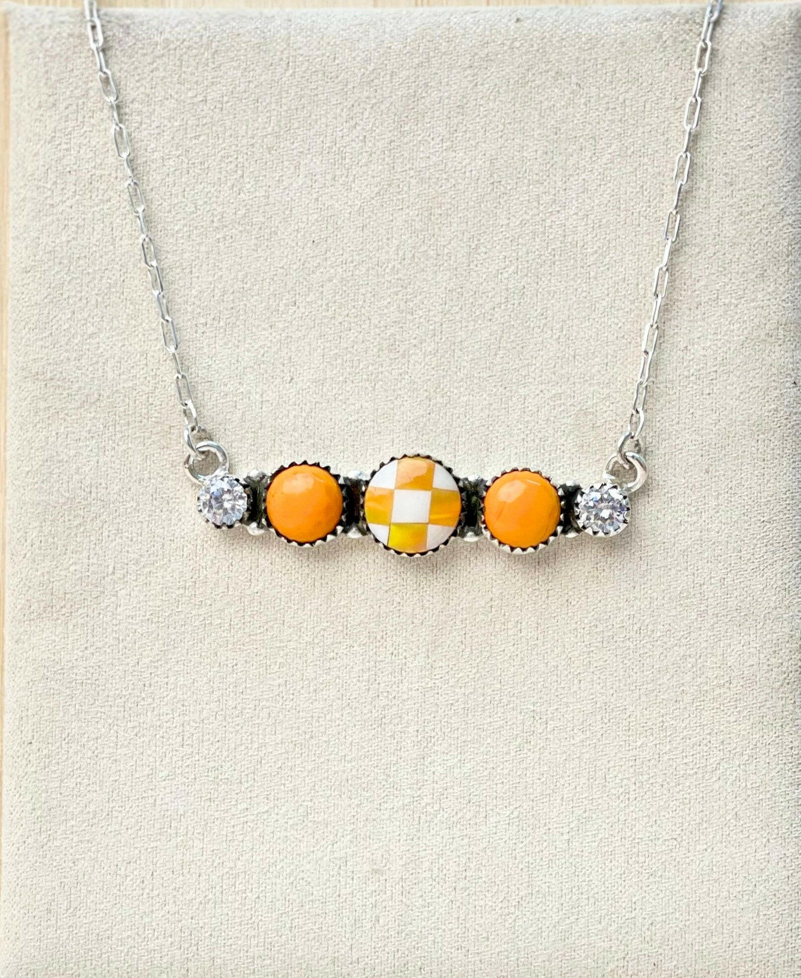 Tangerine Rosarita and Aurora Opal CZ Chain Necklace-Necklaces-Krush Kandy, Women's Online Fashion Boutique Located in Phoenix, Arizona (Scottsdale Area)