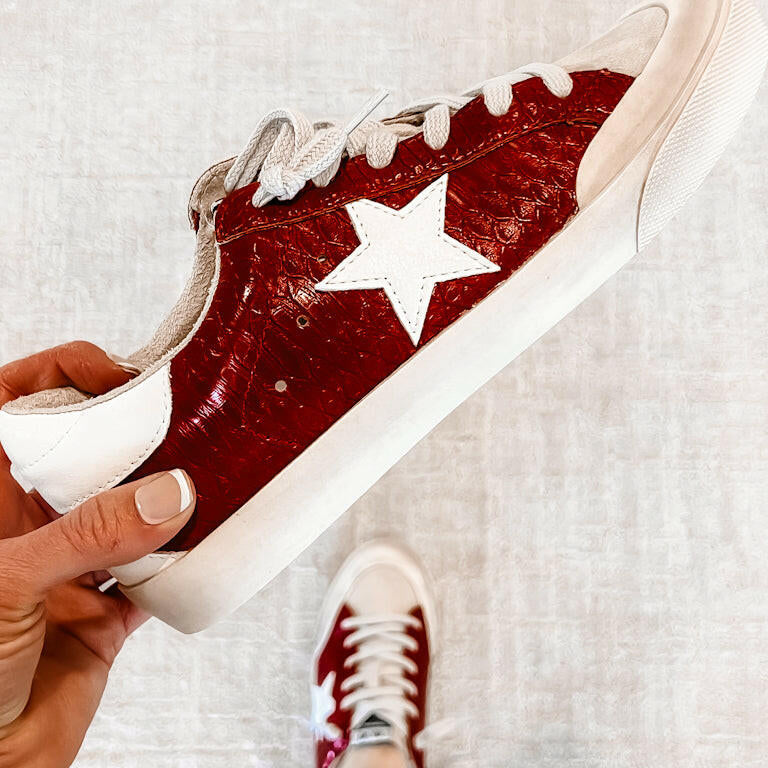Sadie Star Sneakers, Red-Sneakers-Krush Kandy, Women's Online Fashion Boutique Located in Phoenix, Arizona (Scottsdale Area)