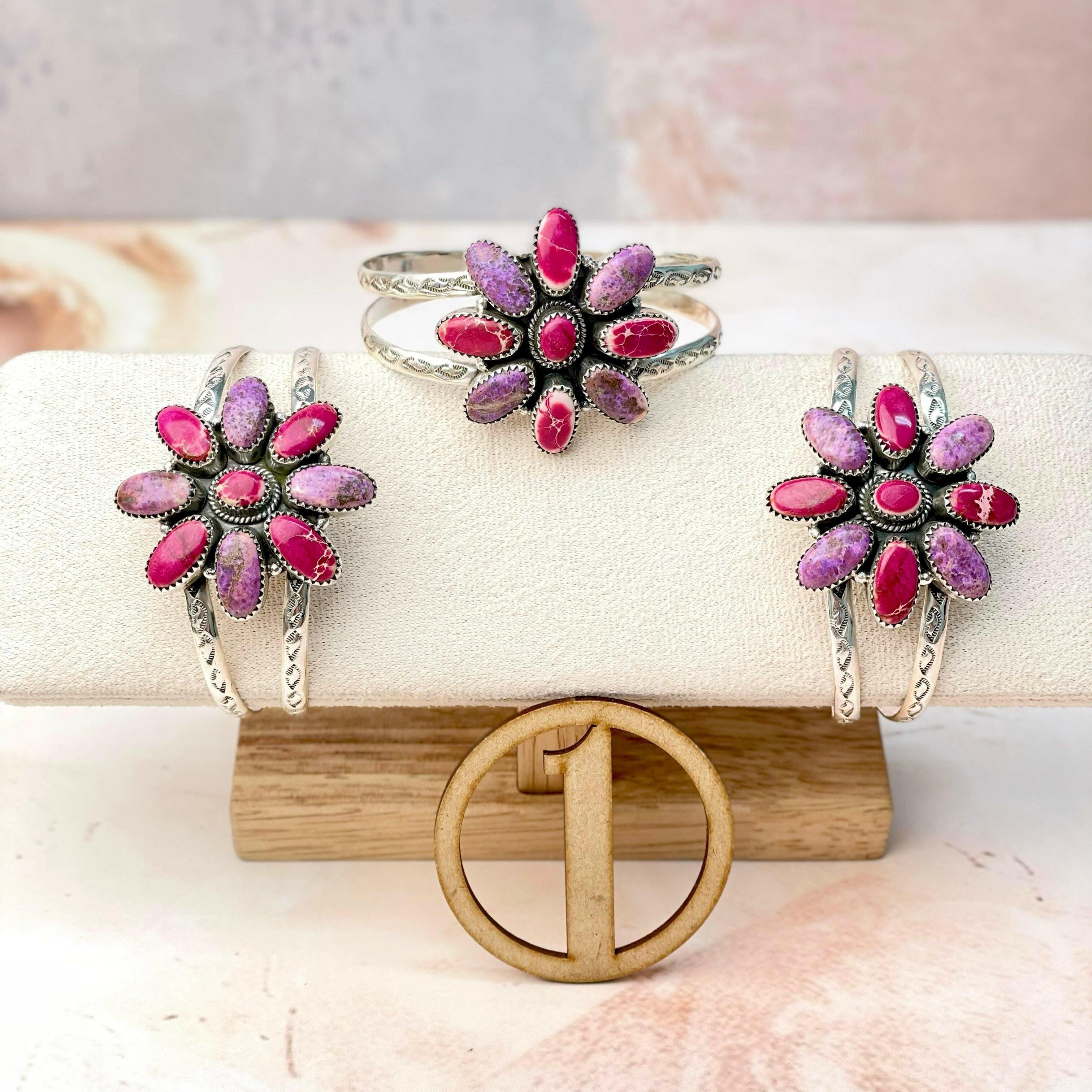 Desert Jasper Long Daisy Stone Cuffs-Bracelets-Krush Kandy, Women's Online Fashion Boutique Located in Phoenix, Arizona (Scottsdale Area)