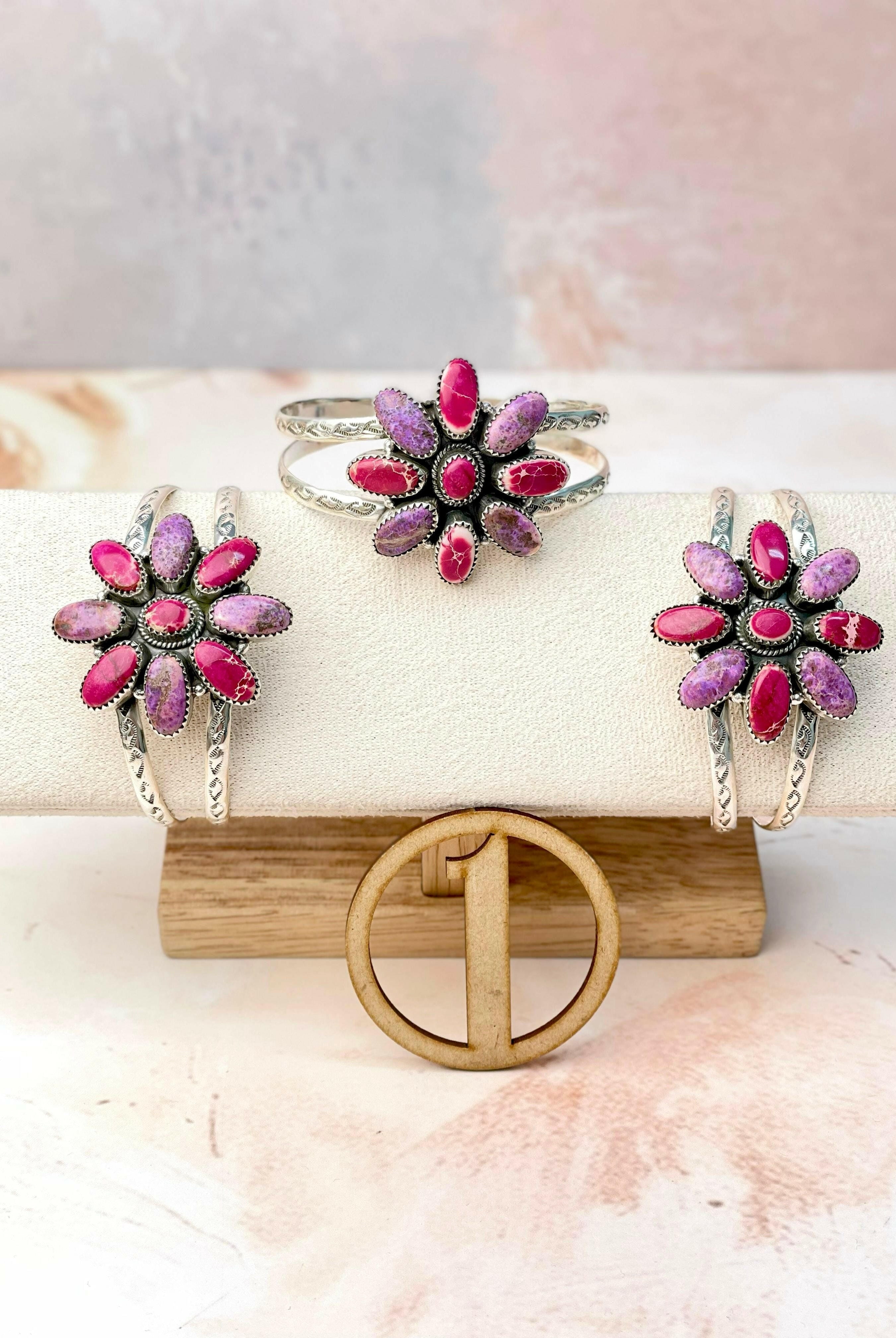 Desert Jasper Long Daisy Stone Cuffs-Bracelets-Krush Kandy, Women's Online Fashion Boutique Located in Phoenix, Arizona (Scottsdale Area)