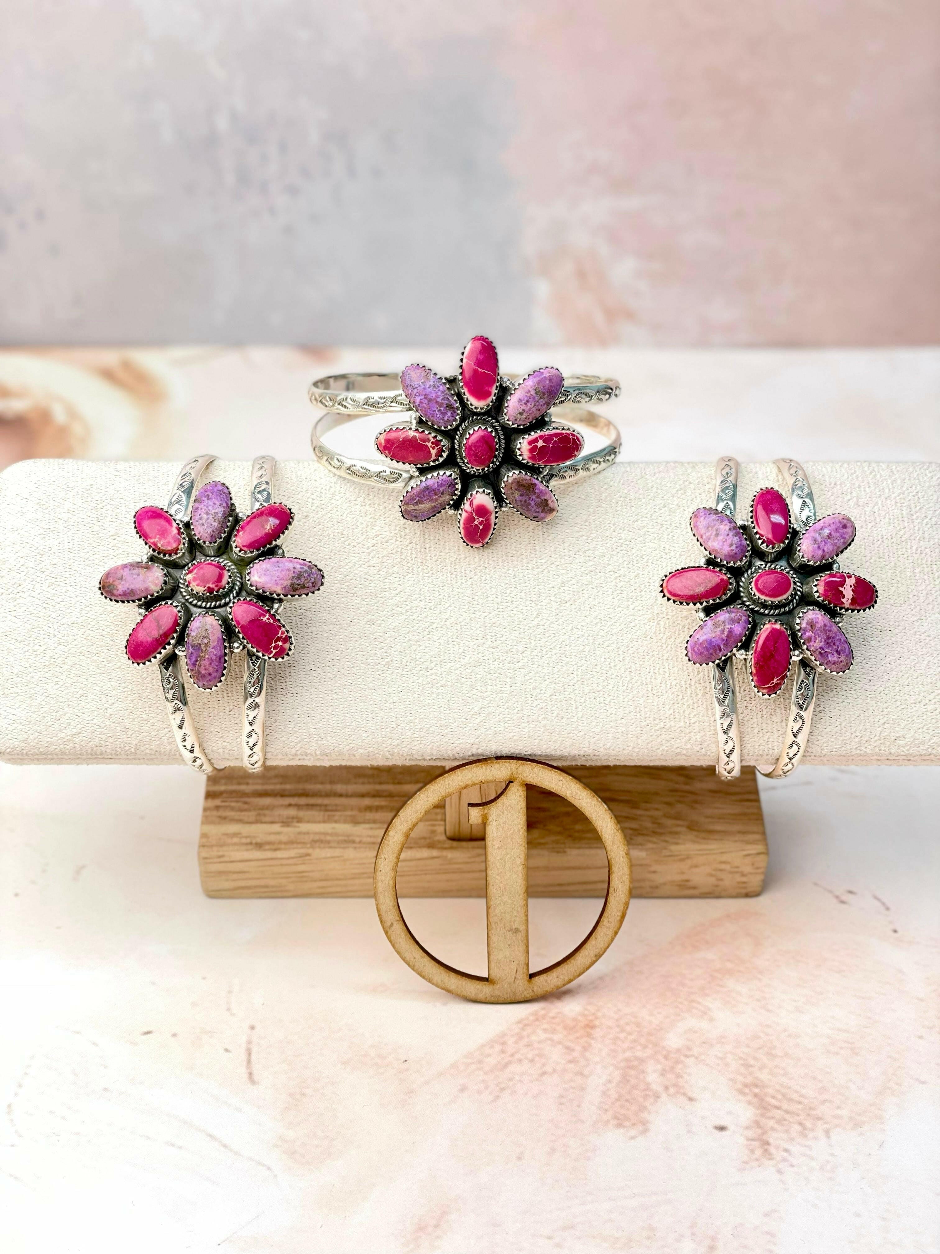 Desert Jasper Long Daisy Stone Cuffs-Bracelets-Krush Kandy, Women's Online Fashion Boutique Located in Phoenix, Arizona (Scottsdale Area)