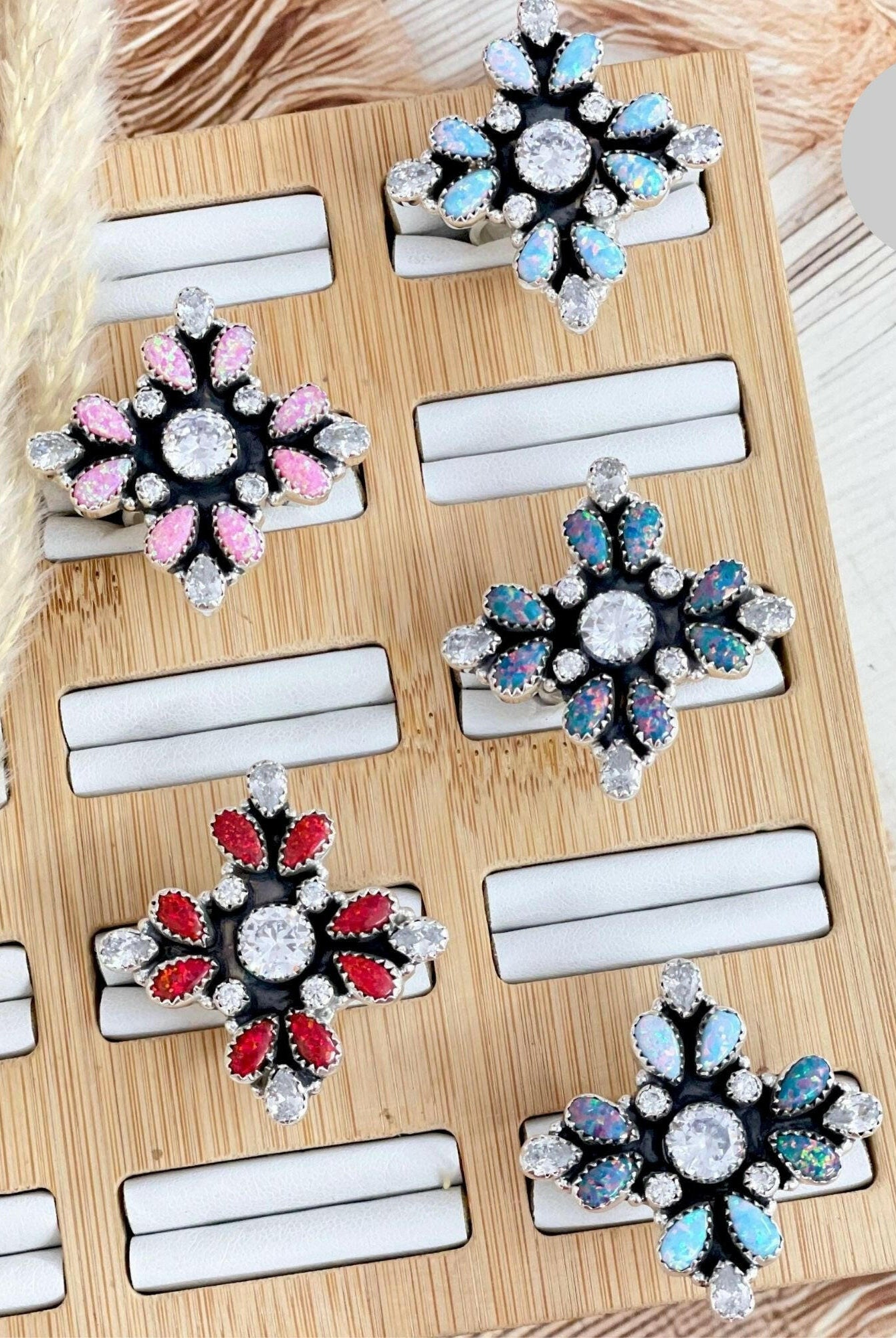 Crystal & Opal Cluster Stone Rings-Rings-Krush Kandy, Women's Online Fashion Boutique Located in Phoenix, Arizona (Scottsdale Area)