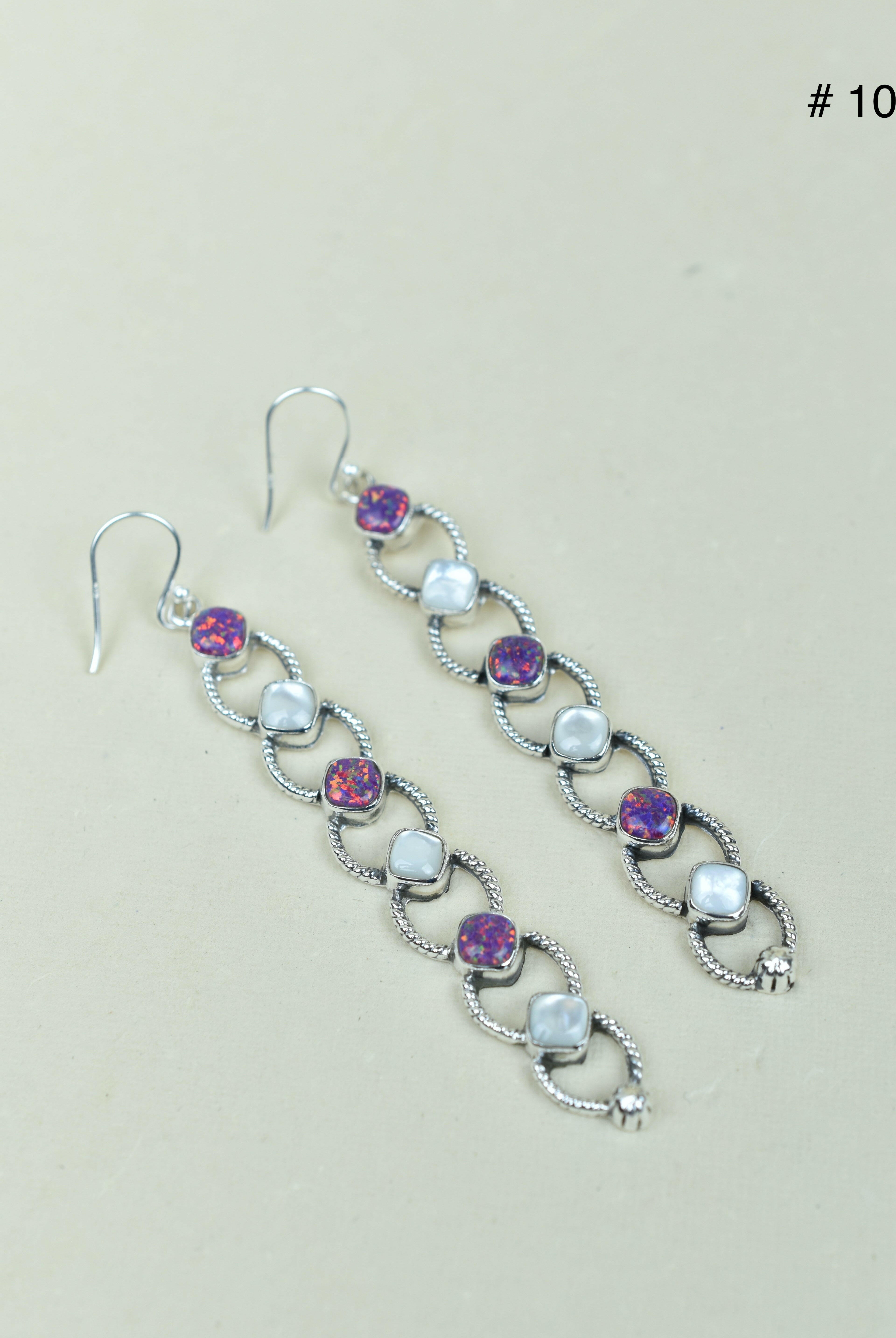 Sterling Silver Six Stone Cascading Earrings-Drop Earrings-Krush Kandy, Women's Online Fashion Boutique Located in Phoenix, Arizona (Scottsdale Area)