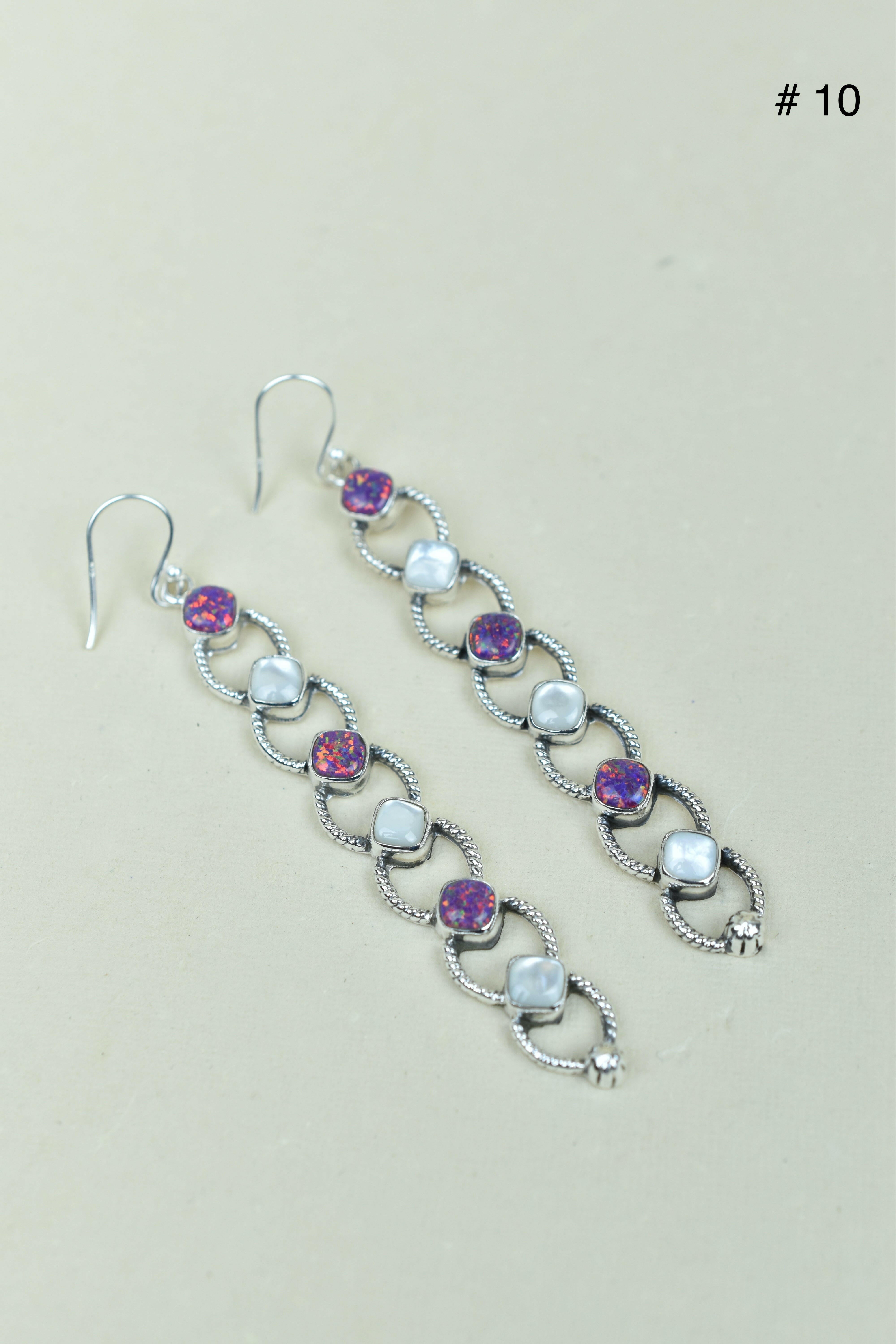 Sterling Silver Six Stone Cascading Earrings-Drop Earrings-Krush Kandy, Women's Online Fashion Boutique Located in Phoenix, Arizona (Scottsdale Area)