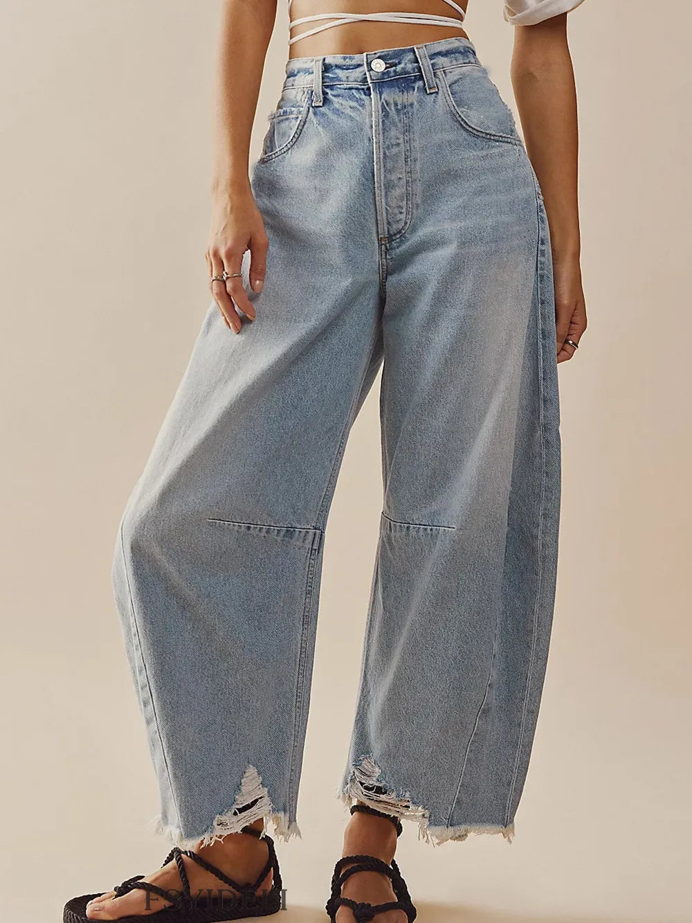 Raw Hem Wide Leg Jeans with Pockets-Jeans-Krush Kandy, Women's Online Fashion Boutique Located in Phoenix, Arizona (Scottsdale Area)
