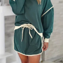 Chic Duo Contrast Pullover Skort Set | 4 Color Options-2 Piece Outfit Sets-Krush Kandy, Women's Online Fashion Boutique Located in Phoenix, Arizona (Scottsdale Area)