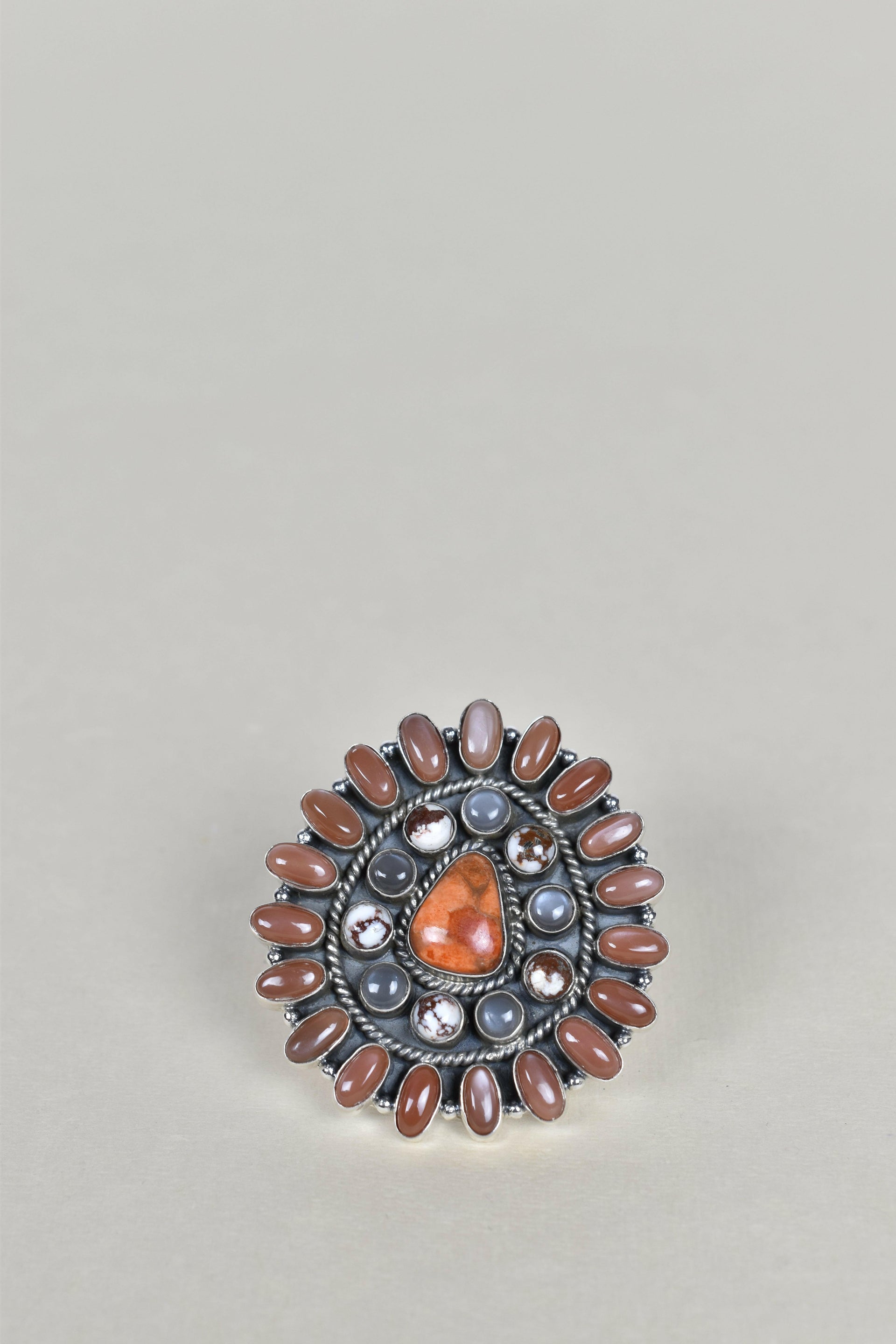 Choclate Moonstone, Wild Horse, Grey Moonstone One of A Kind Ring-Cluster Rings-Krush Kandy, Women's Online Fashion Boutique Located in Phoenix, Arizona (Scottsdale Area)