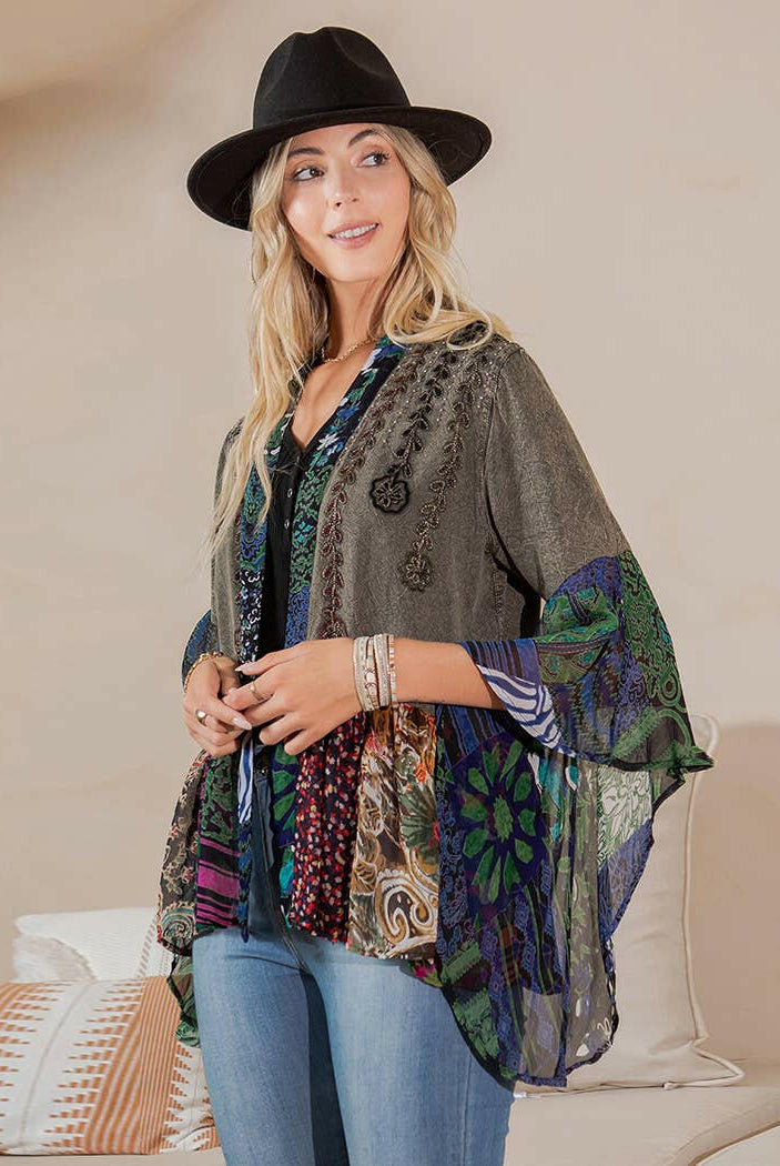 Boho Patchwork Kimono-kimono-Krush Kandy, Women's Online Fashion Boutique Located in Phoenix, Arizona (Scottsdale Area)
