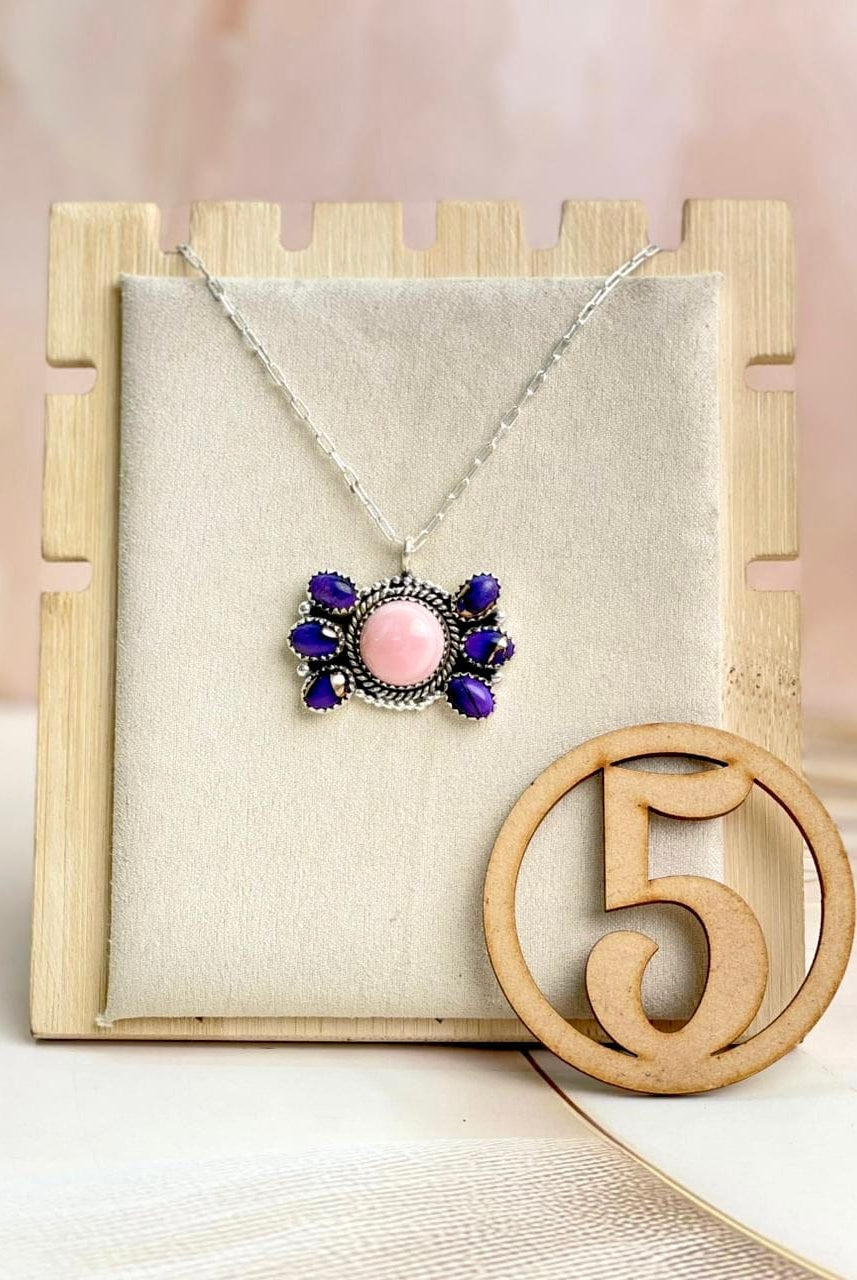 Pink Conch & Berry Dahlia Cluster Necklace-Necklaces-Krush Kandy, Women's Online Fashion Boutique Located in Phoenix, Arizona (Scottsdale Area)