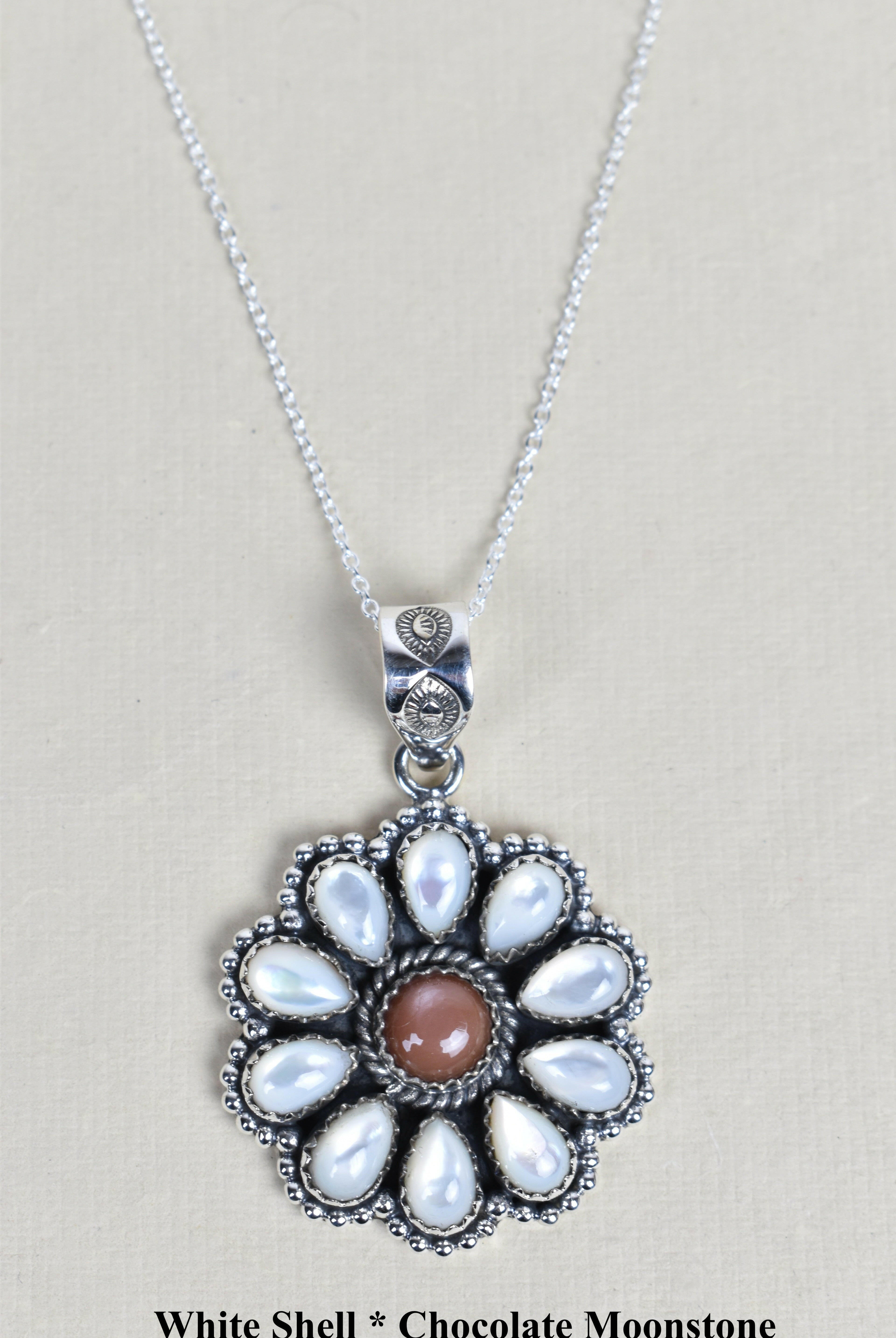 Daisy Days Sterling Silver & Stone Cluster Necklaces-Pendant Necklaces-Krush Kandy, Women's Online Fashion Boutique Located in Phoenix, Arizona (Scottsdale Area)